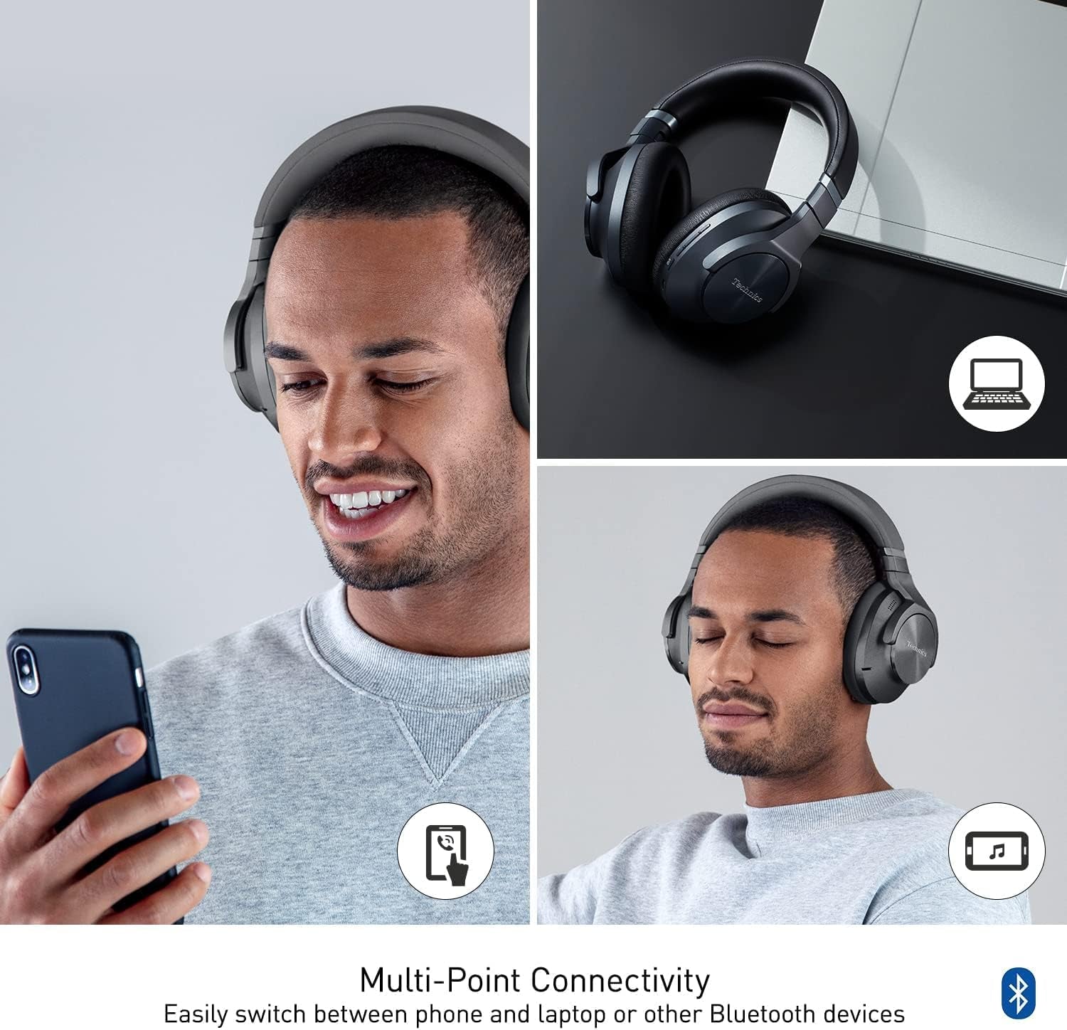 '- Wireless Noise Cancelling Over-Ear Headphones with 2 Device Multipoint Connectivity - EAH-A800-K Black