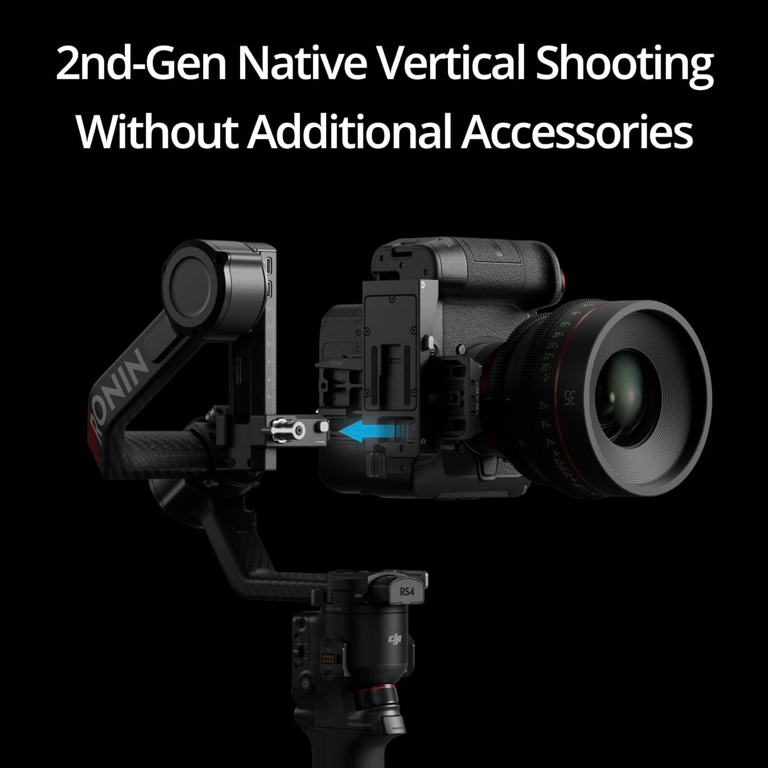RS 4 Pro, 3-Axis Gimbal Stabilizer for Camera for DSLR & Cinema Camera Stabilizer Canon/Sony/Panasonic/Nikon/Fujifilm, 2Nd-Gen Native Vertical Shooting, 4.5Kg (10Lbs) Payload, Camera Gimbal