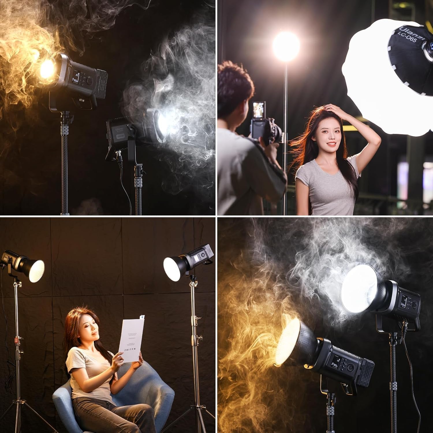 Vl-200Bi Video Light, 200W Bi Color LED Video Light COB Fill Light Continuous Output Lighting with APP Control, 2700K-6500K, 6 Scenes Bowens Mount Studio Light for Photography Video Recording