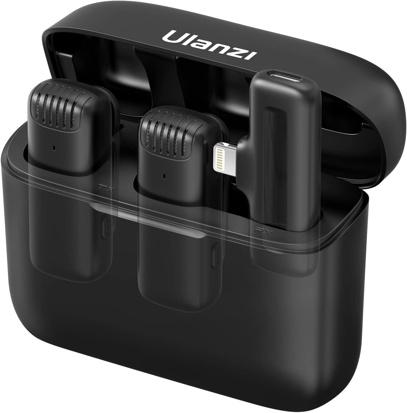 J12 Wireless Lavalier Microphone for Iphone Ipad, 2-In-1 Plug-Play Mic with Charging Case for Phone Video Recording, 65Ft Transmission Range