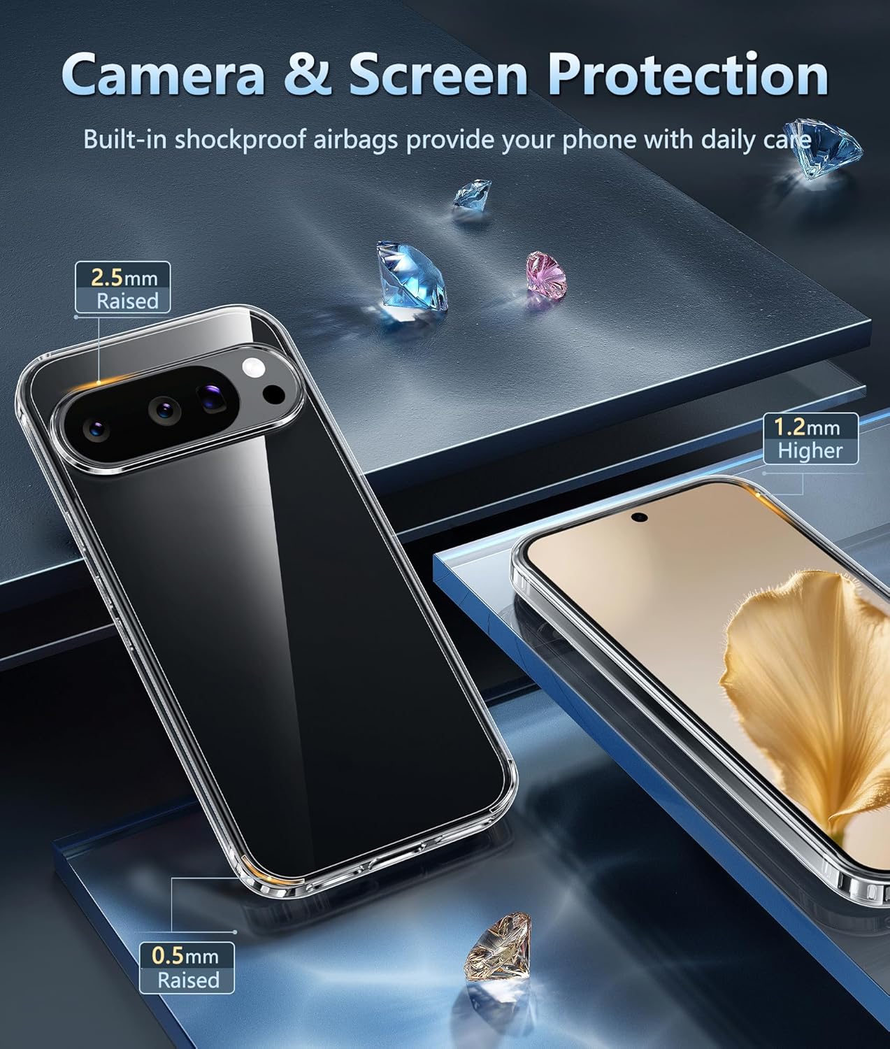 Funda para Google Pixel 10: Funda para Pixel 10 Pro, Google 9/9 Pro, transparente, delgada y resistente, anticaídas, antigolpes y antiarañazos, transparente.