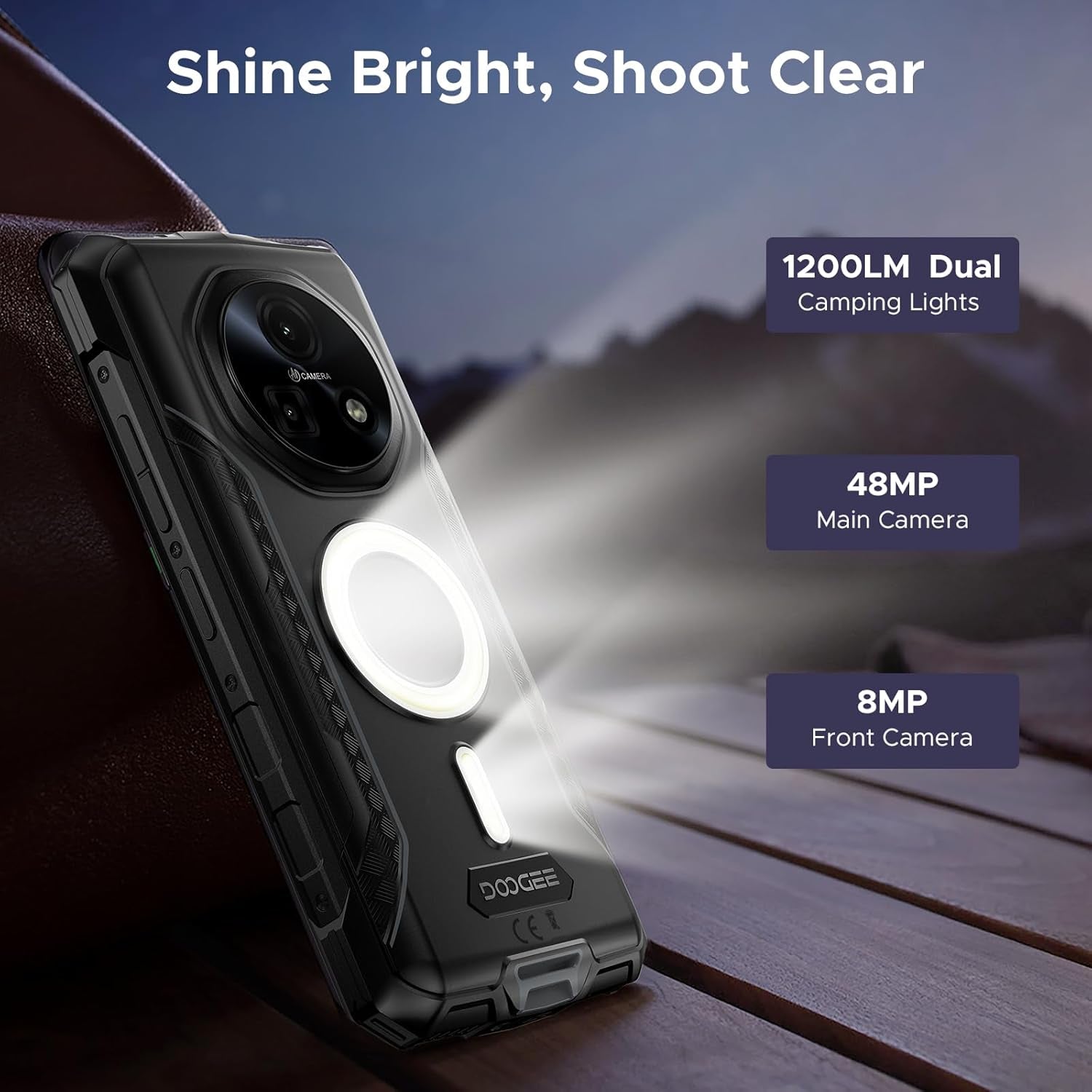 Fire 5 Ultra Rugged Phone,Dual Camping Lights,13000Mah,32Gb+256Gb/2Tb, Android 15 with Gemini AI Rugged Smartphone,Helio G81 Octa Core , 48Mp+8Mp,6.6"Hd+90Hz, IP68/IP69K, 4G LTE/NFC/3 Card Slot