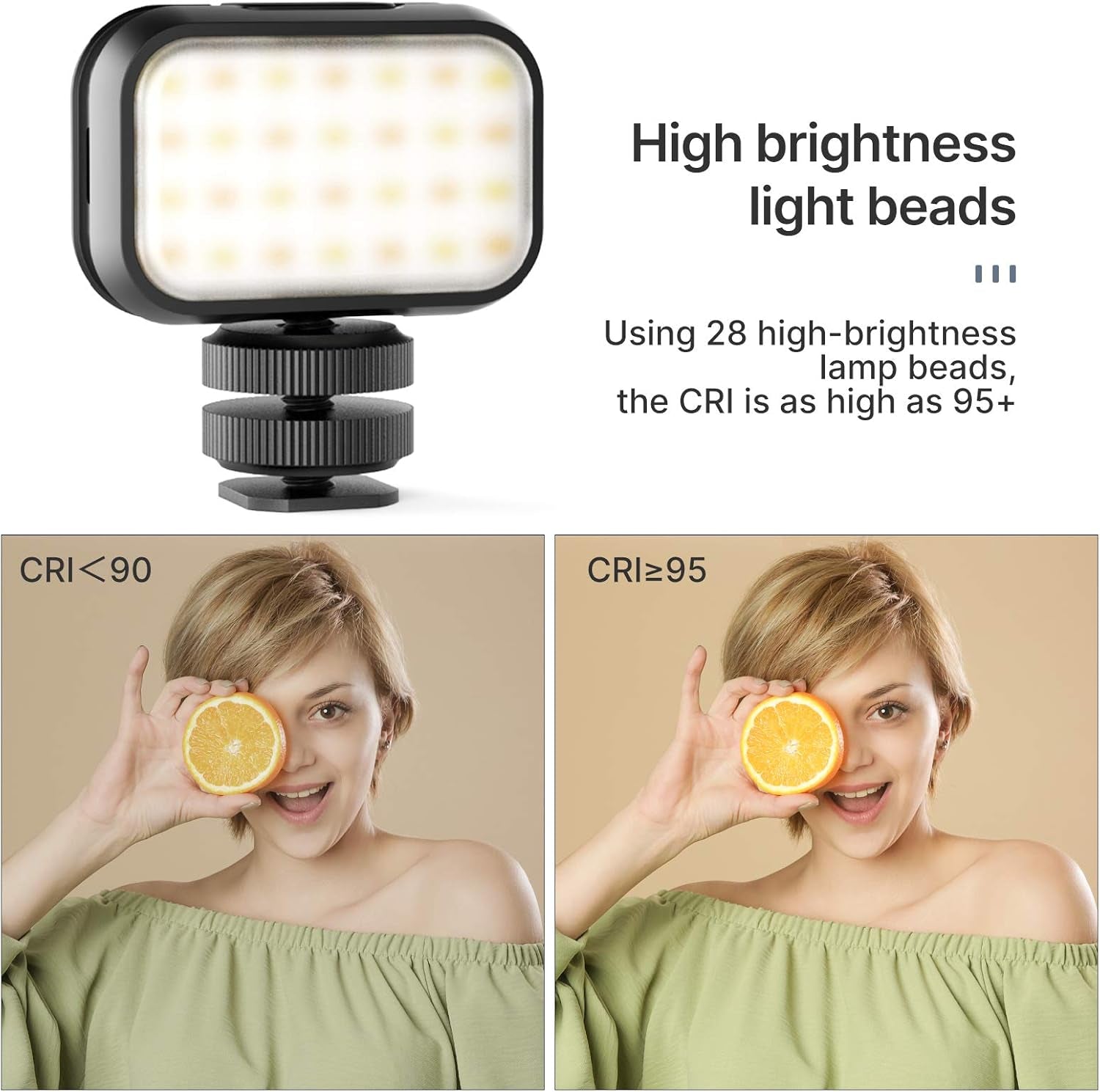 VL28 LED Light for Iphone, Mini LED Camera Light, Rechargeable 5600K 95+ Long-Lasting Fill Light for Action Camera, DJI OSMO, Smartphone, Sony ZV-1, A7, RX100 VII