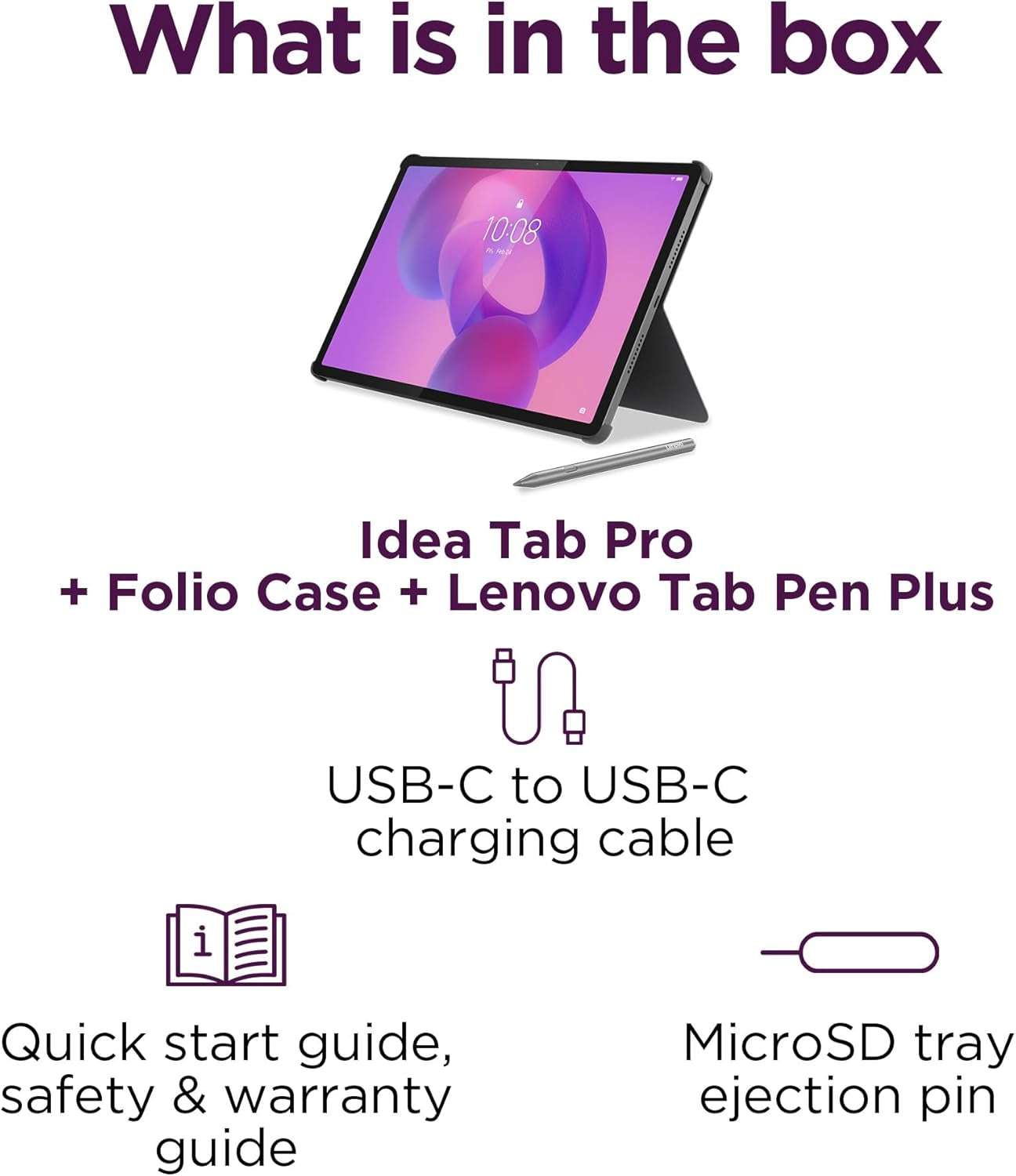 Idea Tab Pro with Google Gemini - Student Tablet - 12.7” 3K LCD Display - 8 GB Memory - 128 GB Storage - Mediatek Dimensity 8300 - Includes Pen and Folio Case