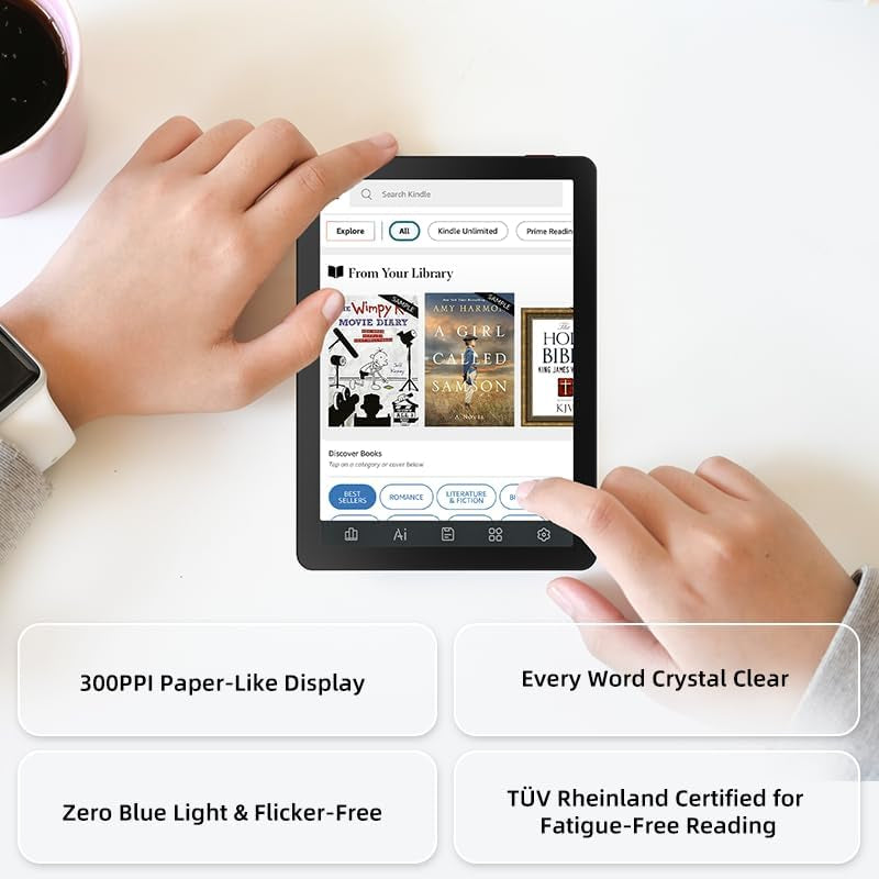 B6 Color Ebook Reader, 6 Inch E-Paper Tablet, 4GB+64GB Storage, Android 14, Black