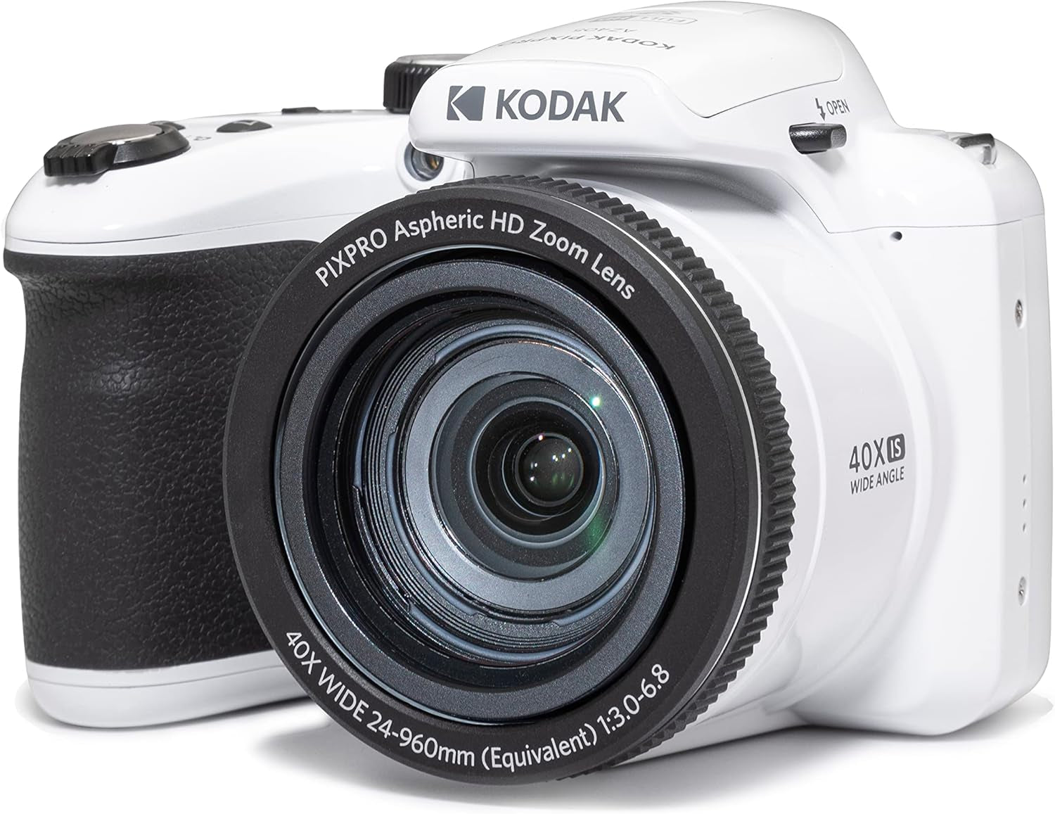 PIXPRO AZ405-WH 20MP Digital Camera 40X Optical Zoom 24Mm Wide Angle Lens Optical Image Stabilization 1080P Full HD Video 3" LCD Vlogging Camera (White), Full Frame