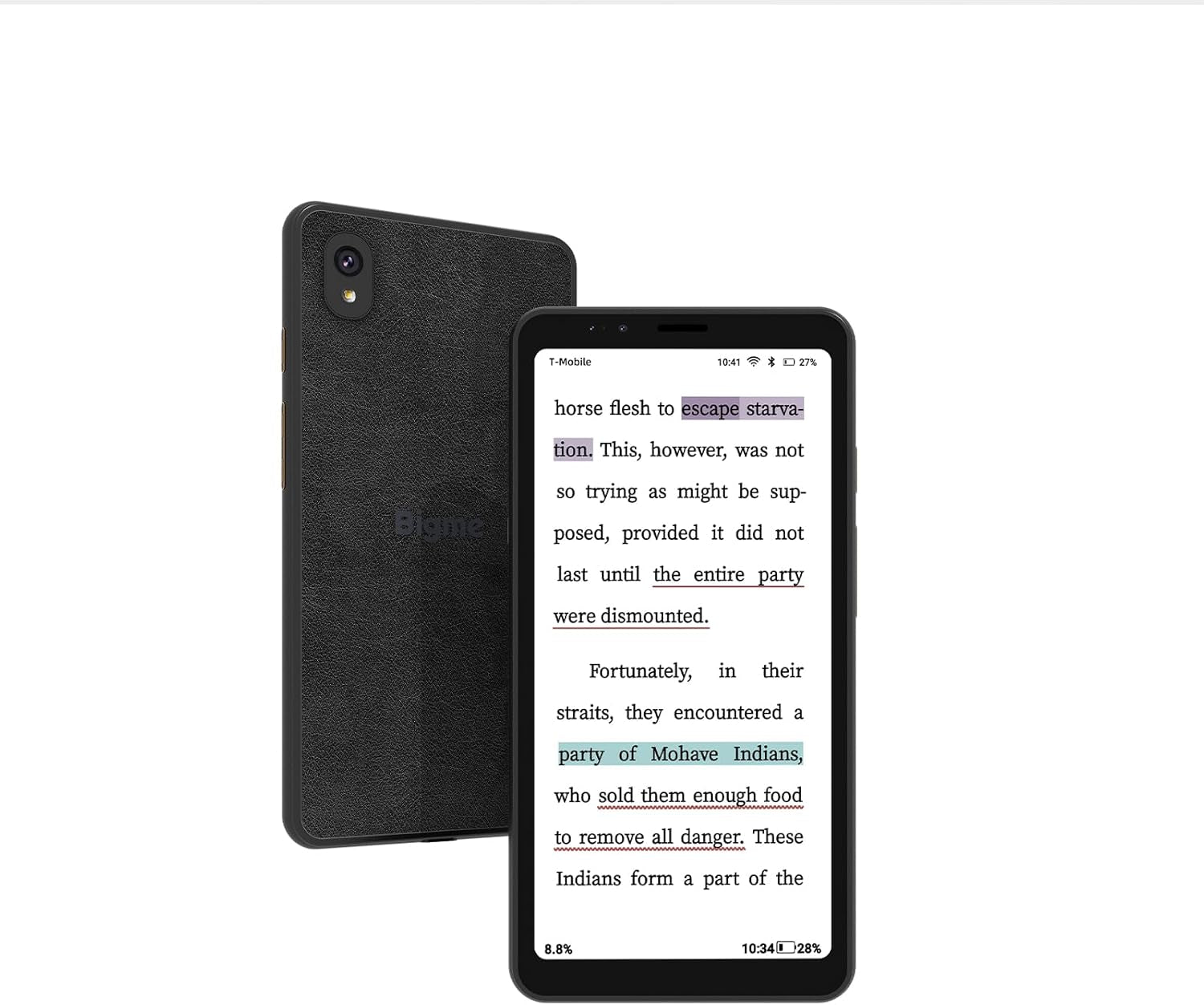 Color E-Ink Screen Mobile Hibreak, 6G+128GB Android 11 Smartphone, 36-Level Front Light, USB-C, 3300Mah Battery, 5+13MP Camera - Black