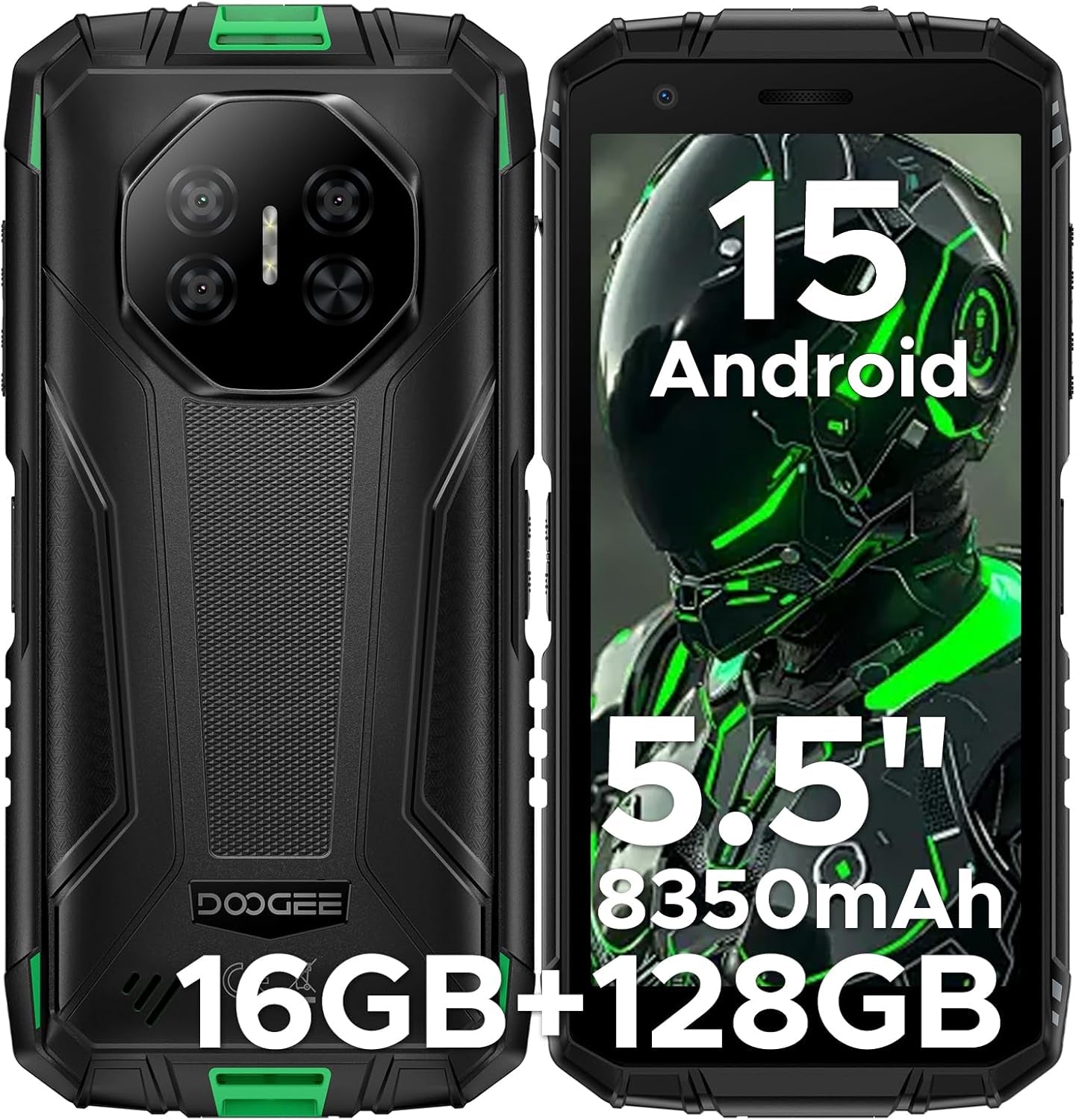 Fire 3 Pro Android 15 Rugged Phone,16Gb+128Gb/2Tb Octa-Core Rugged Smartphone,8350Mah/18W,5.5" HD+ IPS Gaming Phones,16Mp Camera,Ip68/Ip69K Waterproof Phone,Widevine L1/Nfc/Face ID/GPS