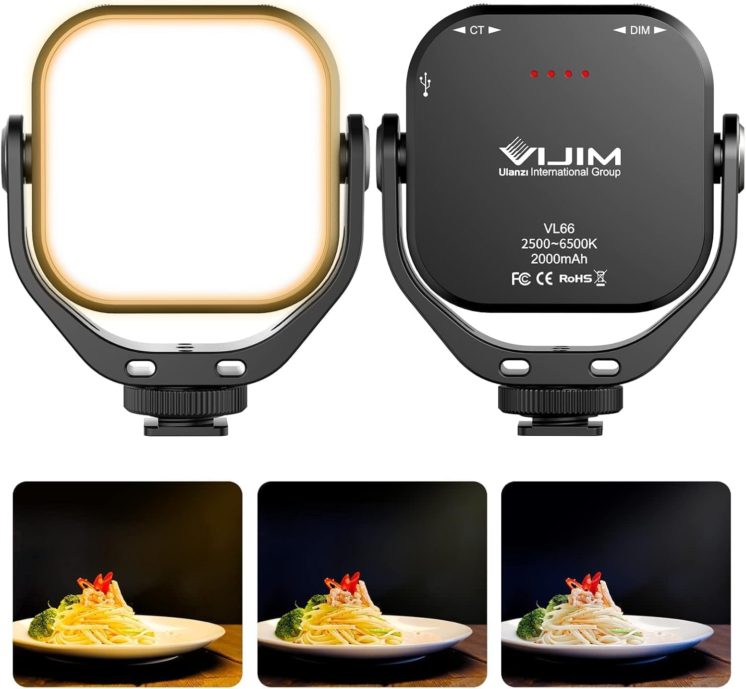 VL100X Selfie Light, Clip LED Light Panel for Phone/Laptop/Tablet/Computer, Bi-Color Portable Clip Camera Light with Dimmable 2500-6500K with 2000Mah Battery for Video Conference/Picture