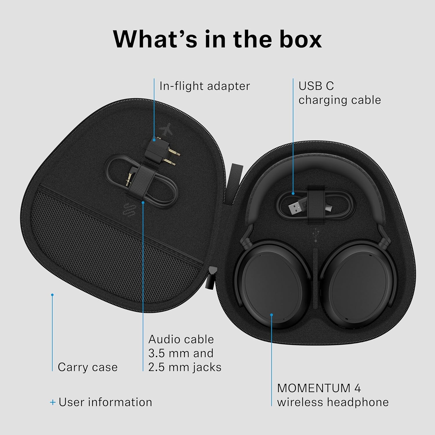 Sennheiser Auriculares MOMENTUM 4 Wireless, Auriculares Bluetooth Para Llamadas Nítidas Con Cancelación De Ruido Adaptativa, 60 Horas De Duración De La Batería, Sonido Personalizable - Blanco