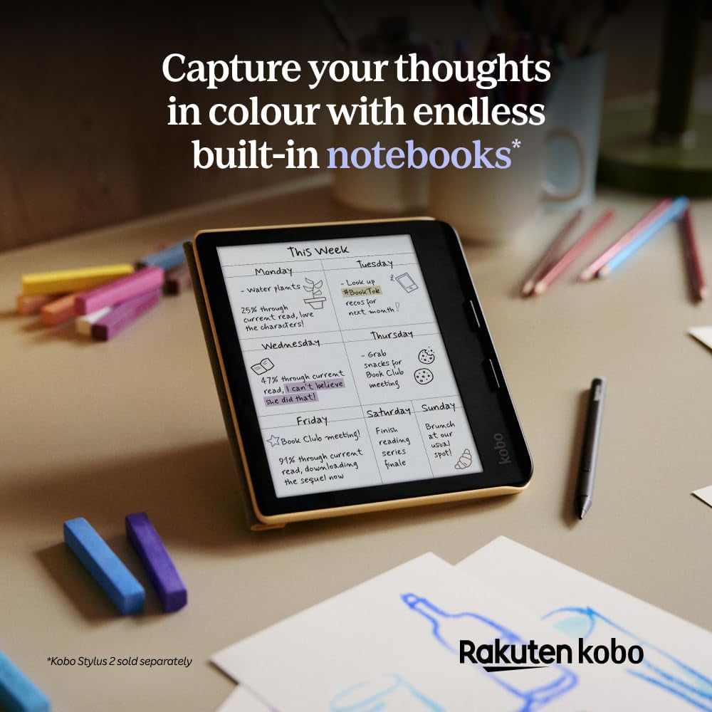 Libra Colour | Ereader | 7” Glare-Free Colour E Ink Kaleido™ 3 Display | Dark Mode Option | Audiobooks | Waterproof | Black