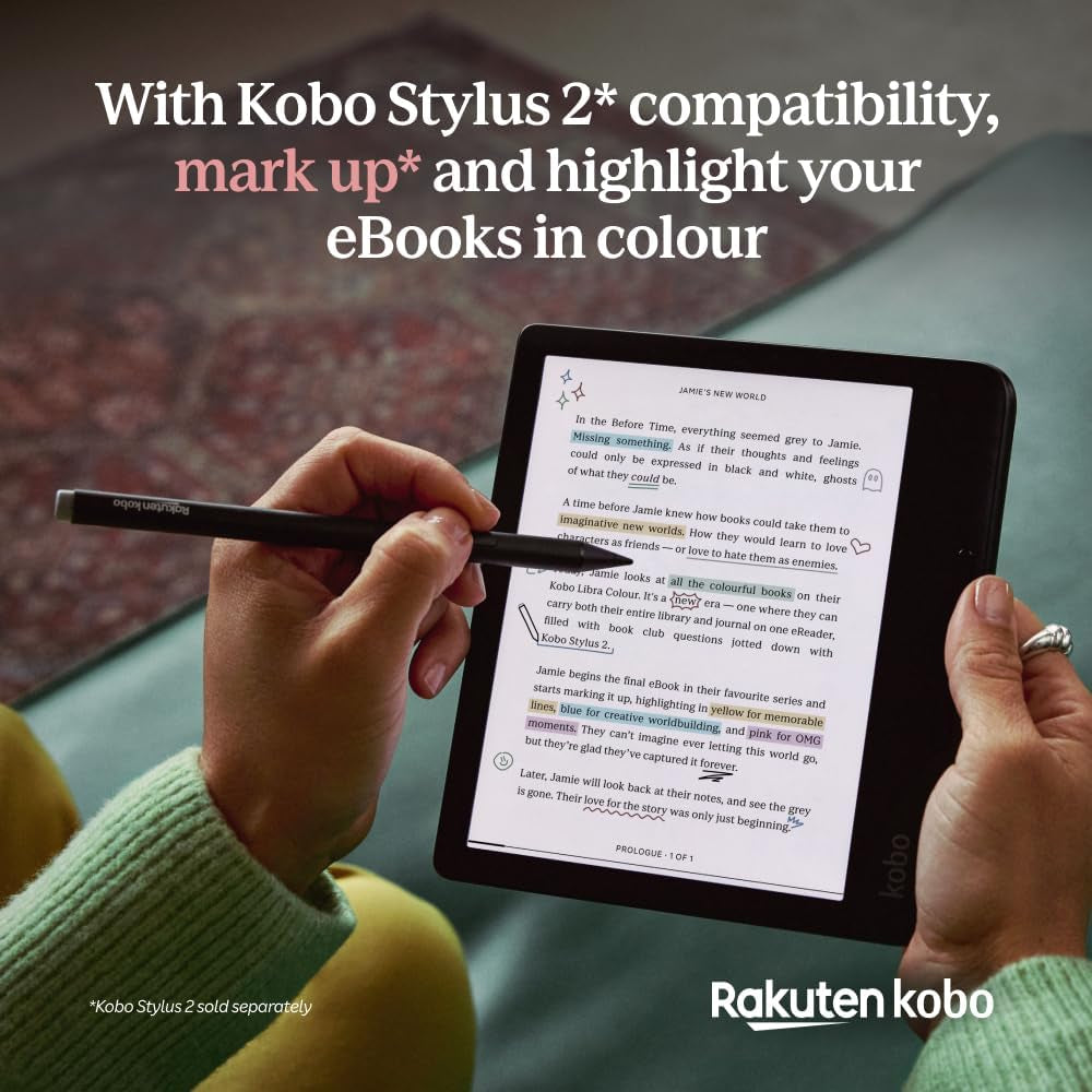 Libra Colour | Ereader | 7” Glare-Free Colour E Ink Kaleido™ 3 Display | Dark Mode Option | Audiobooks | Waterproof | Black