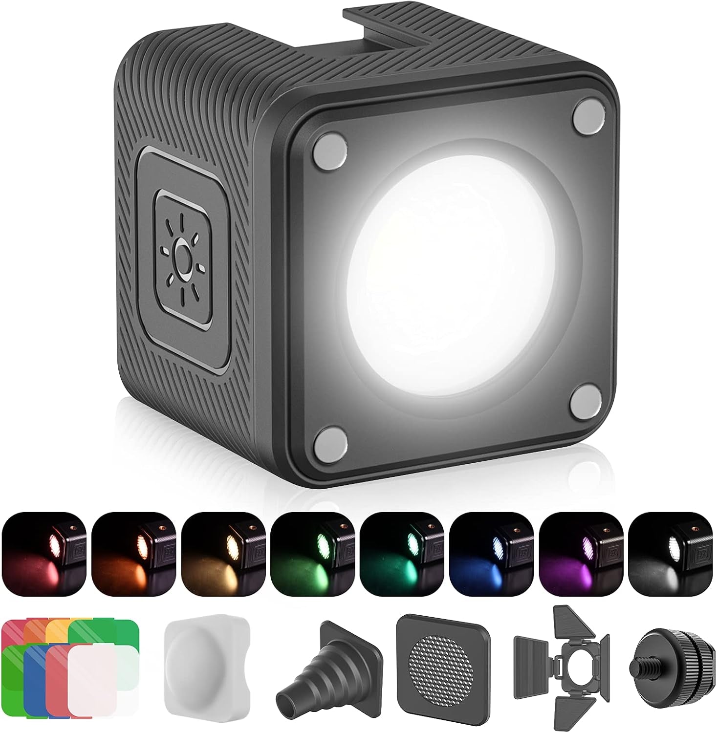 LED Video Light Waterproof IP68 Camera Lighting Kit Mini Cube with 8 Color Gel Filters, Dimmable Portable Fill Photography Light 5500K CRI95+ for DSLR Camera Sony Canon Nikon Action Camera