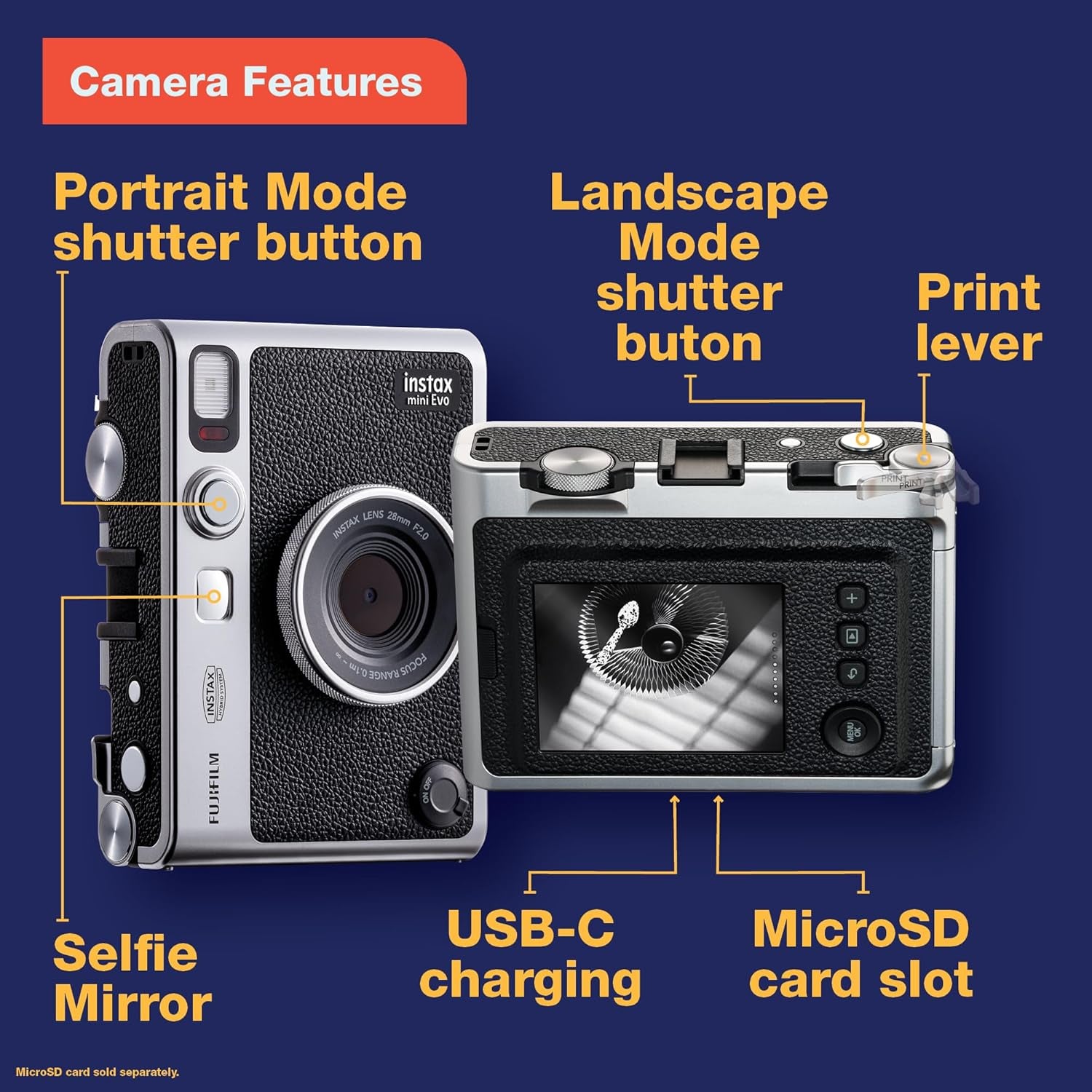 Instax Mini EVO Instant Camera - Brown