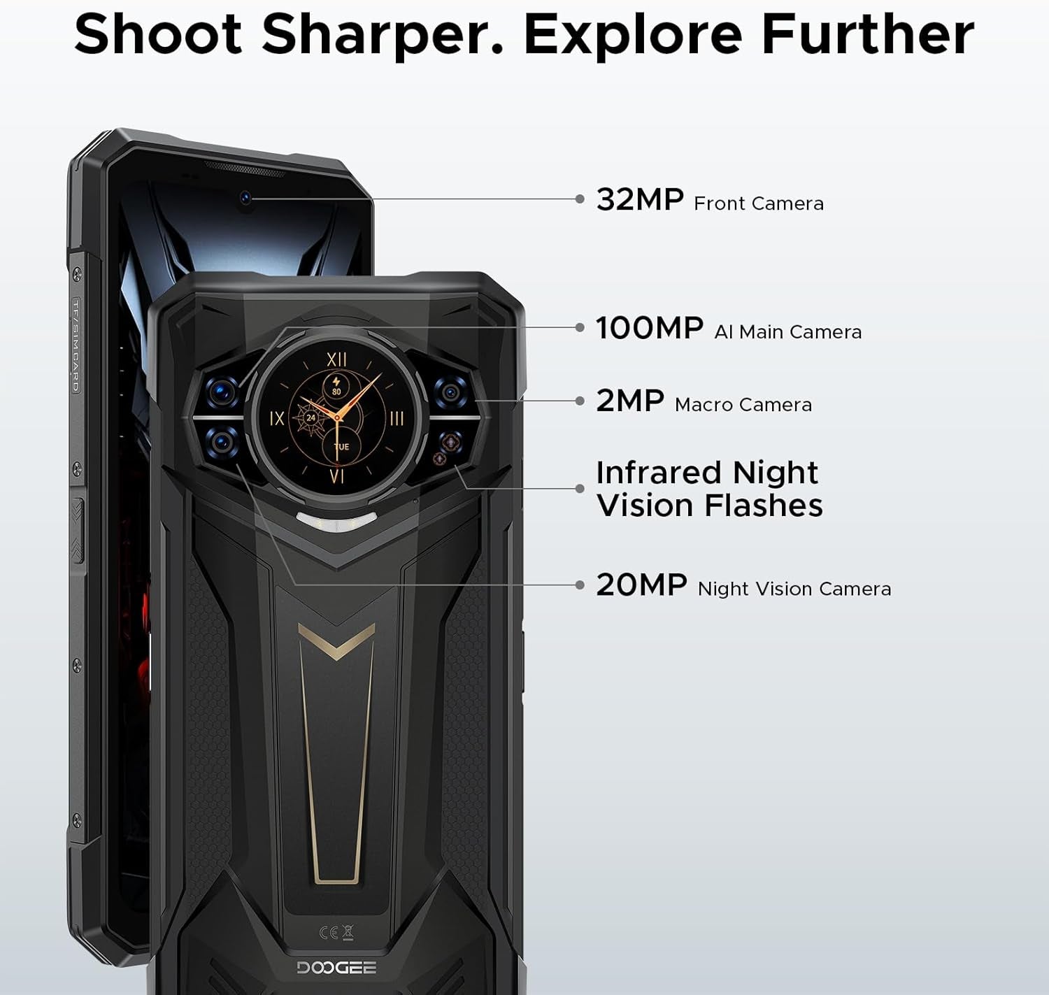 S200 plus 5G Rugged Phone with Gemini Ai,4Nm D7300 CPU,36(16+20) GB+512GB Android 15 Rugged Cell Phone with 1.32" Amoled Screen,10100Mah/33W,100Mp Camera Rugged Smartphone,6.72" Fhd/120Hz,Otg