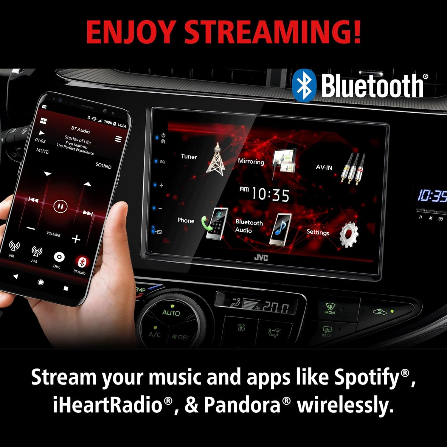 KW-M180BT Bluetooth Car Stereo Receiver with USB Port – 6.75" Touchscreen Display - AM/FM Radio - MP3 Player Double DIN – 13-Band EQ