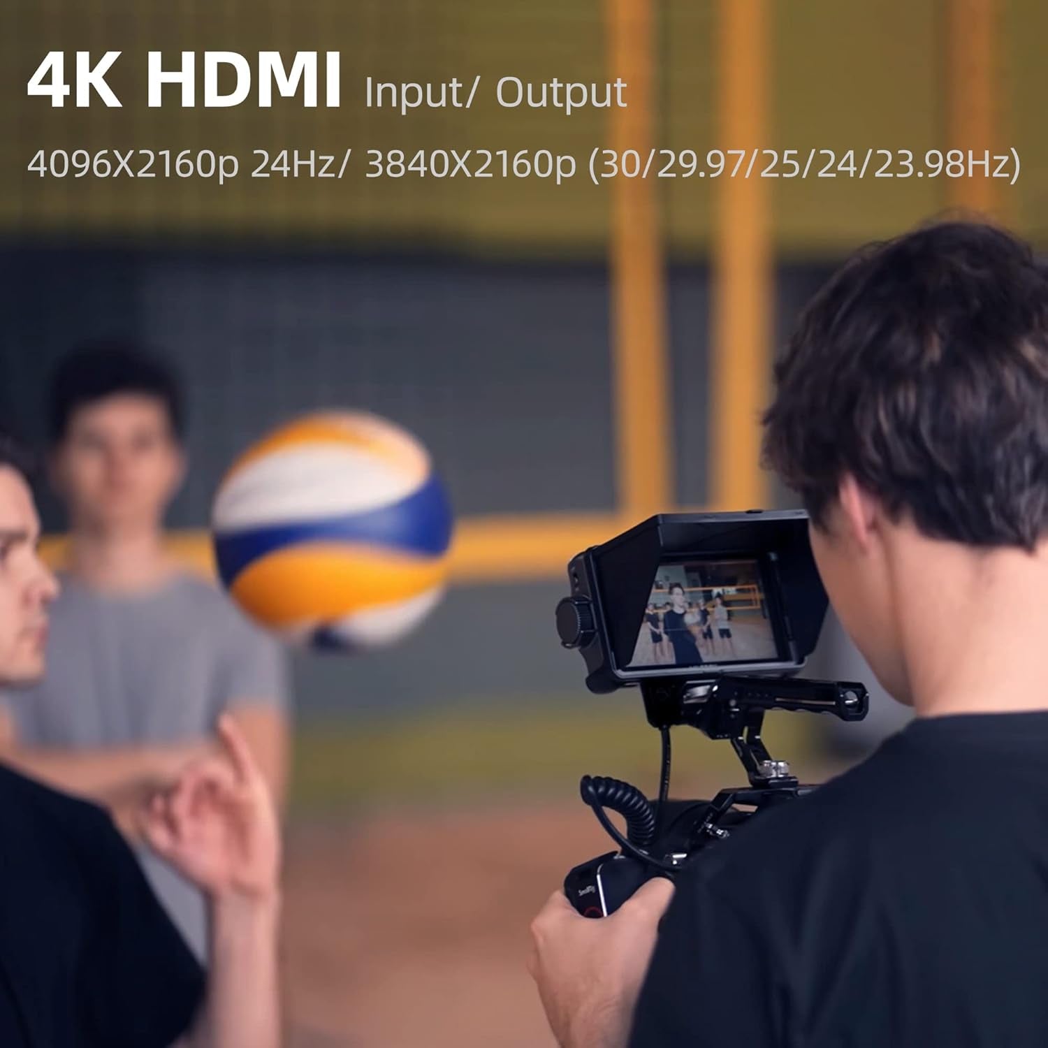 5.5 Inch 1200Nits 4Kp30 HDMI Video Field Monitor, 10Bit HDR Daylight Viewable 1920 X 1080 Portable Monitor Recorder, Hot Shoe Mount, Battery, Sunshine Hood