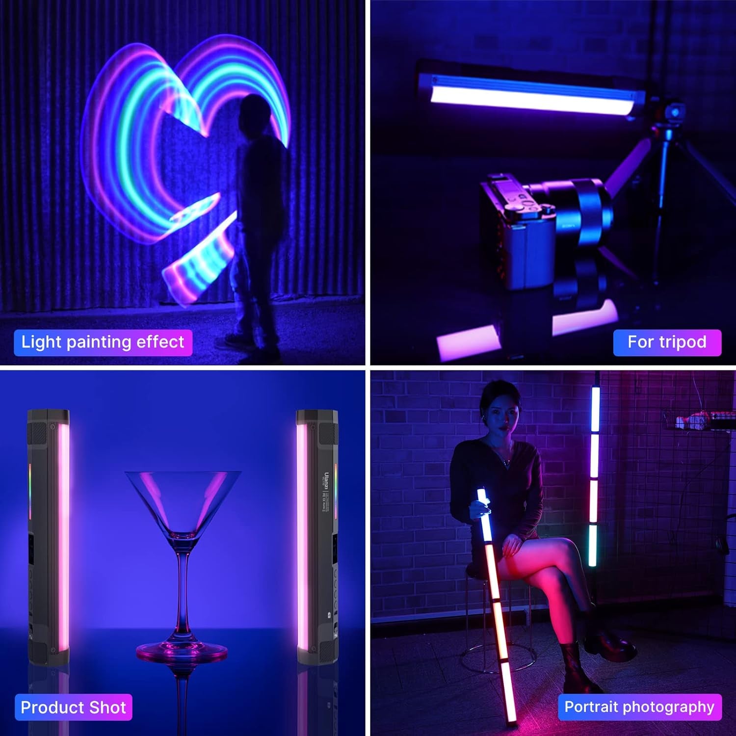 ULANZI VL110 RGB Light Wand, Handheld Light Stick Camera LED Video Tube Light Bar, 2500-9000K Dimmable, 2600Mah Battry CRI 95+ with Magnetic Attraction for Photography Vlog TIK Tok