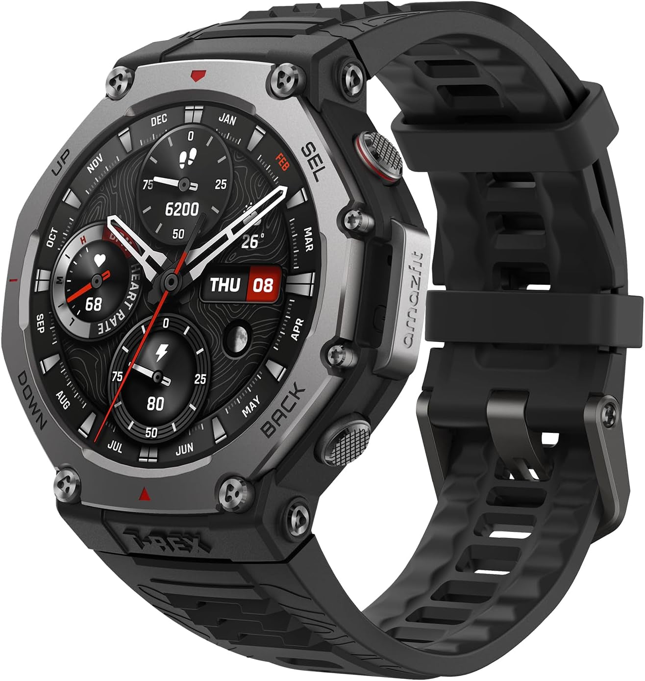 T-Rex 3 Outdoor Smart Watch 48Mm AMOLED Display, Offline Maps & Navigation, 6 Satellite Systems Dual Band GPS, 27 Days Battery Life, 170+ Sports Mode, 45M Freediving for Android, Iphone