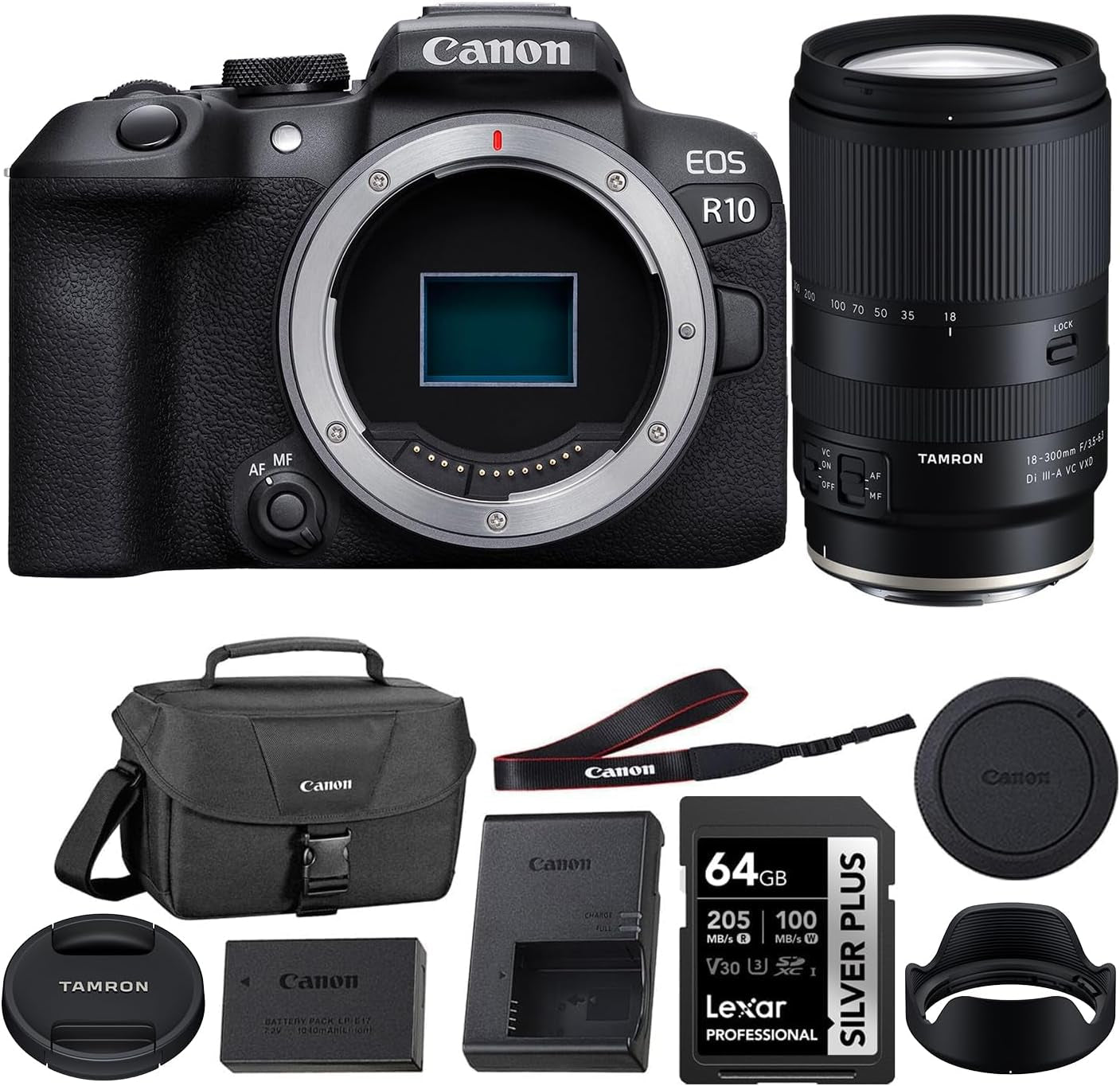EOS R10 Mirrorless Camera with RF-S 18-45Mm Lens Bundle with 64GB SDXC Memory Card +  200ES EOS Shoulder Bag (3 Items)