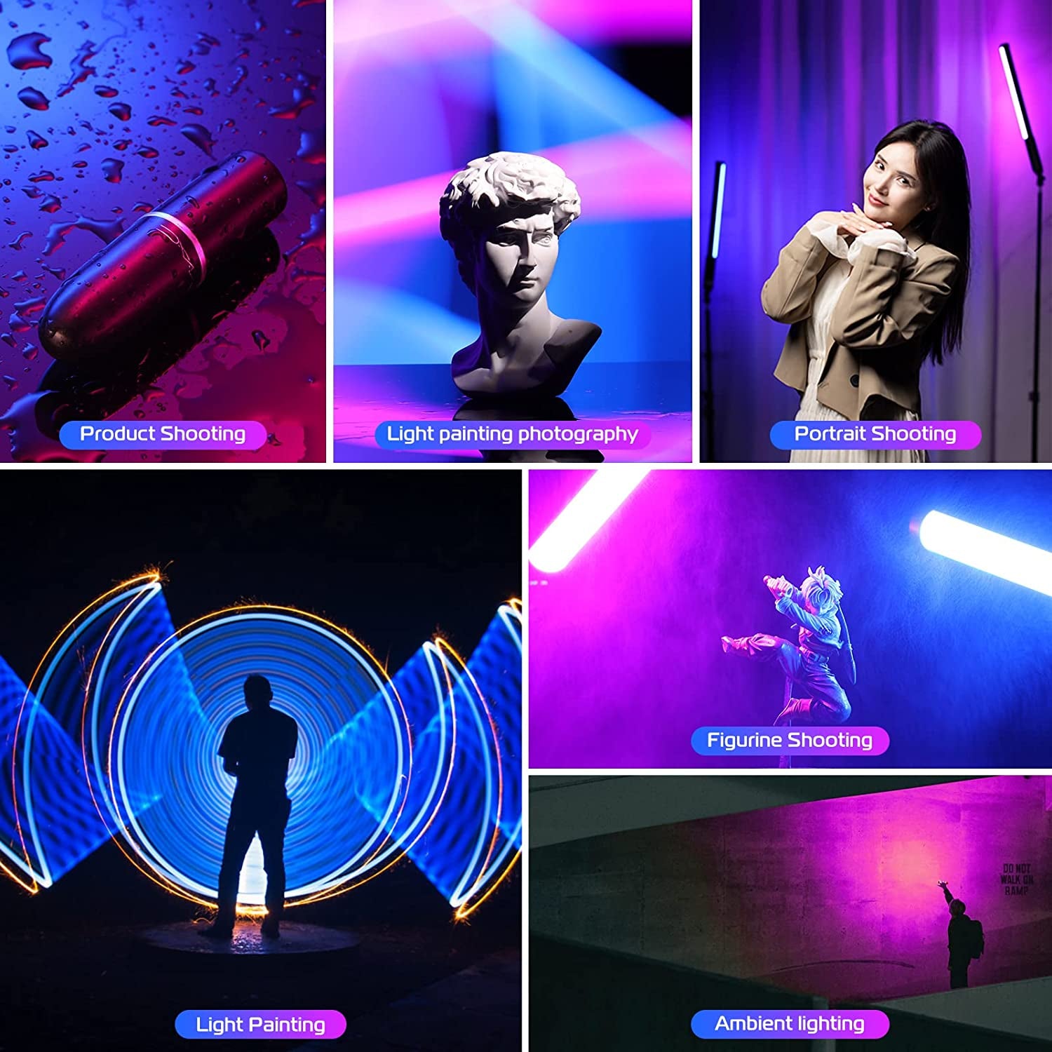 VL119 Handheld Light Wand, 360° RGB LED Video Light Stick for Photography, 3300Mah Rechargeable Tube Light for Video Shooting, 2500-9000K Dimmable Camera Light with LCD