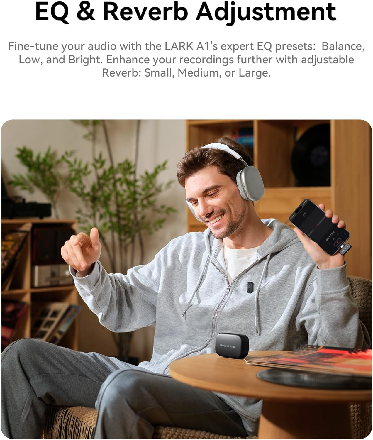 Lark A1 Wireless Microphone for Iphone 17/16/15 & Android, 48Khz/24-Bit, 3-Level Intelligent Noise Cancel, Magnetic Mini Mic for Youtube, Podcast, Vlogging (Black, 2TX + USB-C RX)