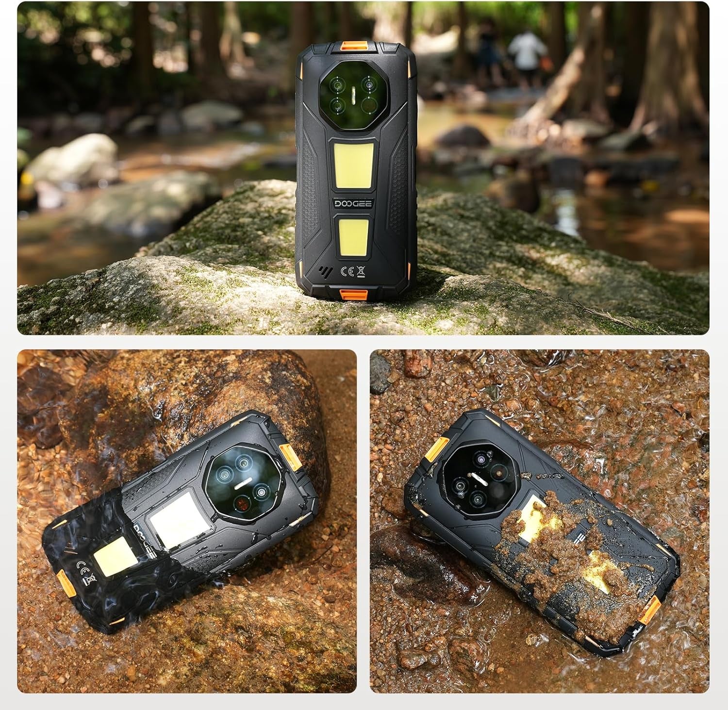 Fire 3 Max Rugged Phone Unlocked, 32GB+256GB/2TB Android 15 Rugged Smartphone, 8350Mah Battery Rugged Cell Phone with 5.5" HD Display, 48MP+20MP Night Vision, 2 Camping Lights, IP68/IP69K/GPS