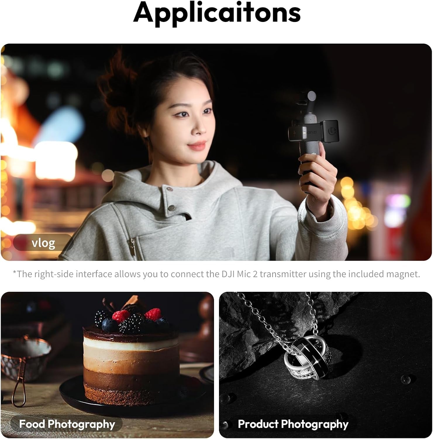 LM001 Magnetic Mini Light for DJI Osmo Pocket 3/Xtra Muse, 2W USB C Rechargeable Auxiliary LED Fill Light, 500Mah, 5800K, CRI ≥95, IPX4 Water Resistance, Brightness 3 Levels Adjustable