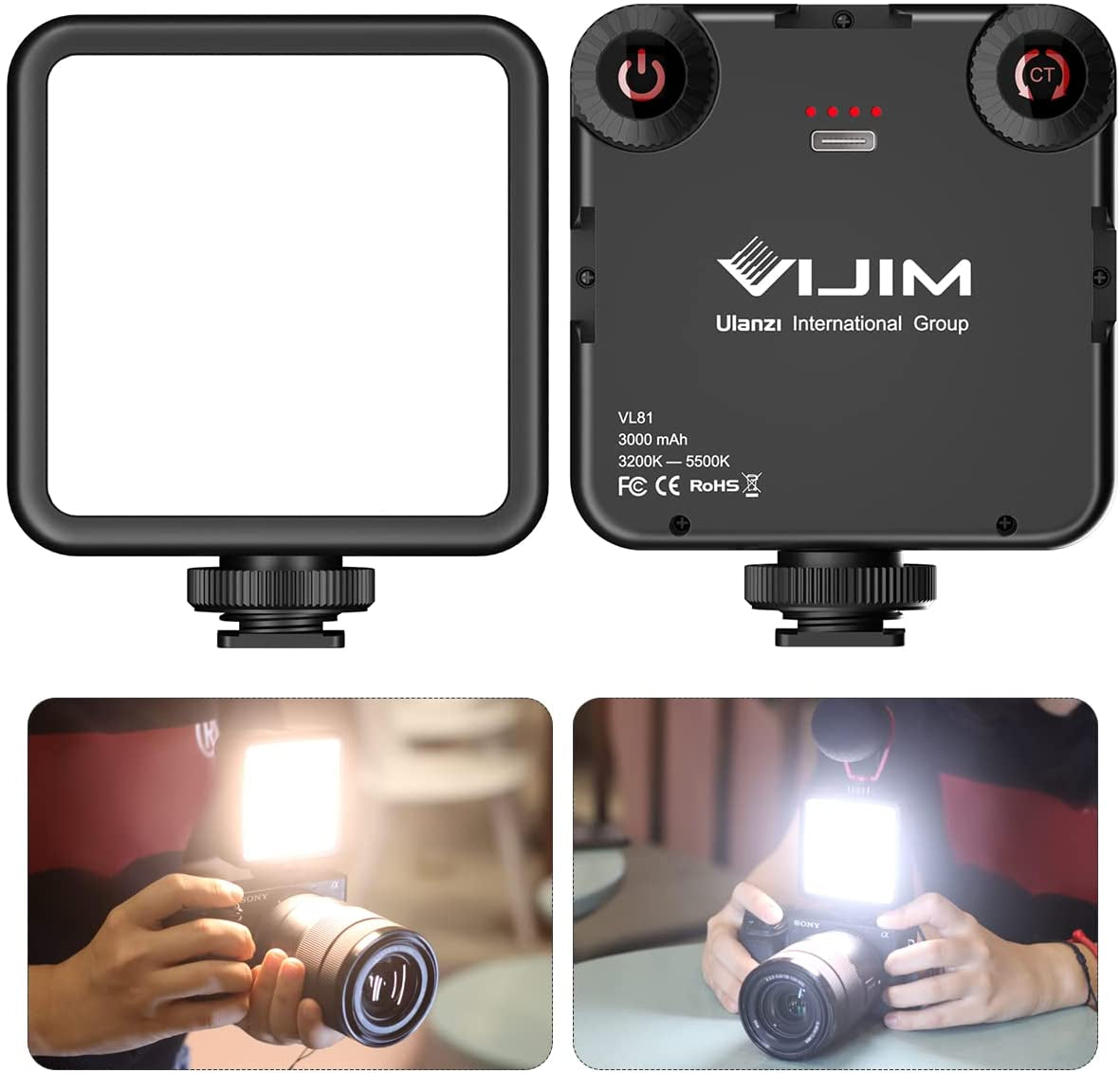 ULANZI VL-81 3000Mah Bi-Color LED Video Light W Softbox - 3200K-5600K+CRI95 Rechargeable Camera Light, 3 Cold Shoe Mount for Dslr/Gopro/Sony/Canon/Iphone, Vlog Filming Tiktok Live & Photography