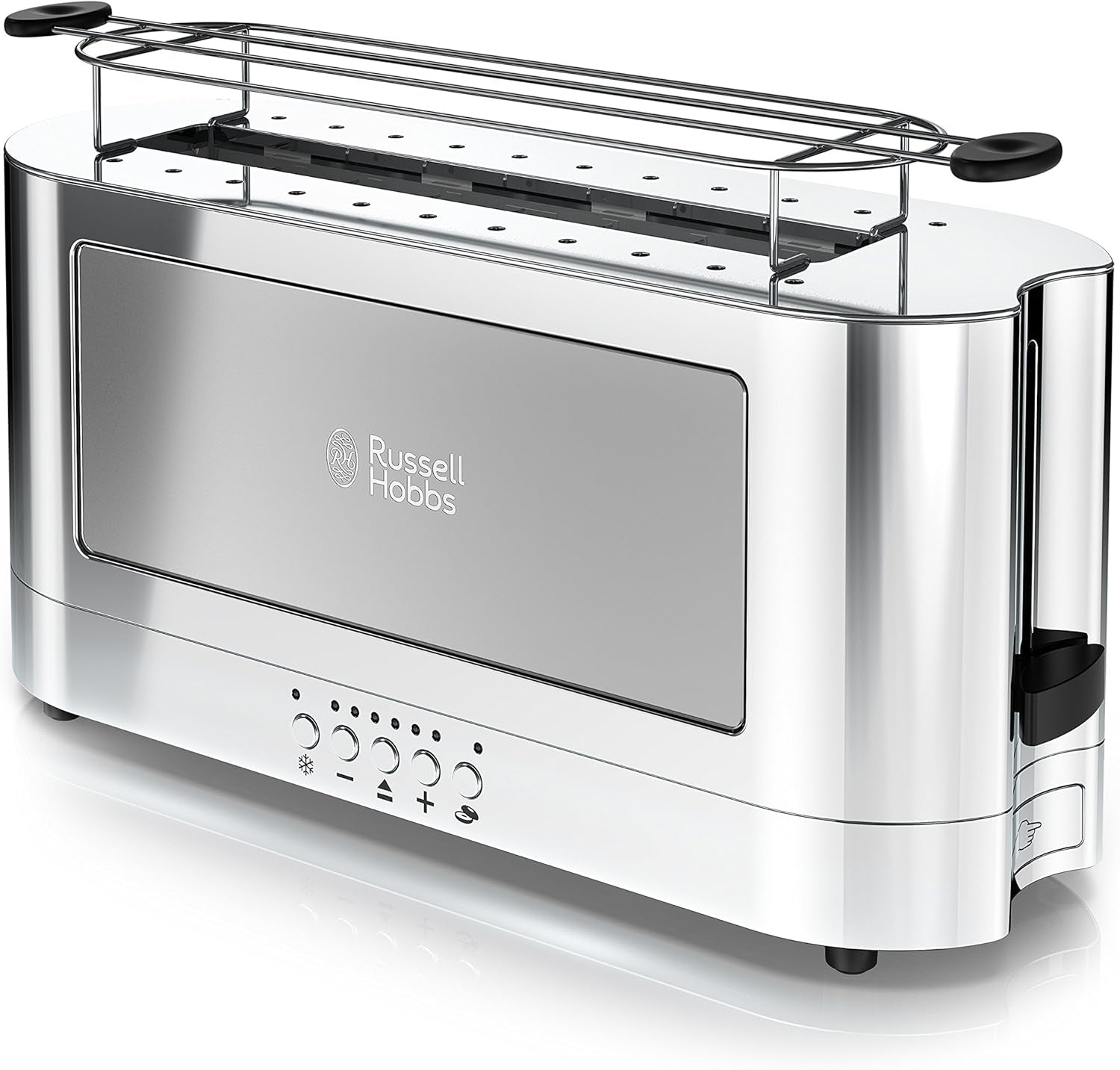 TRL9300BKR 2-Slice Glass Accent Long Toaster, Black & Silver