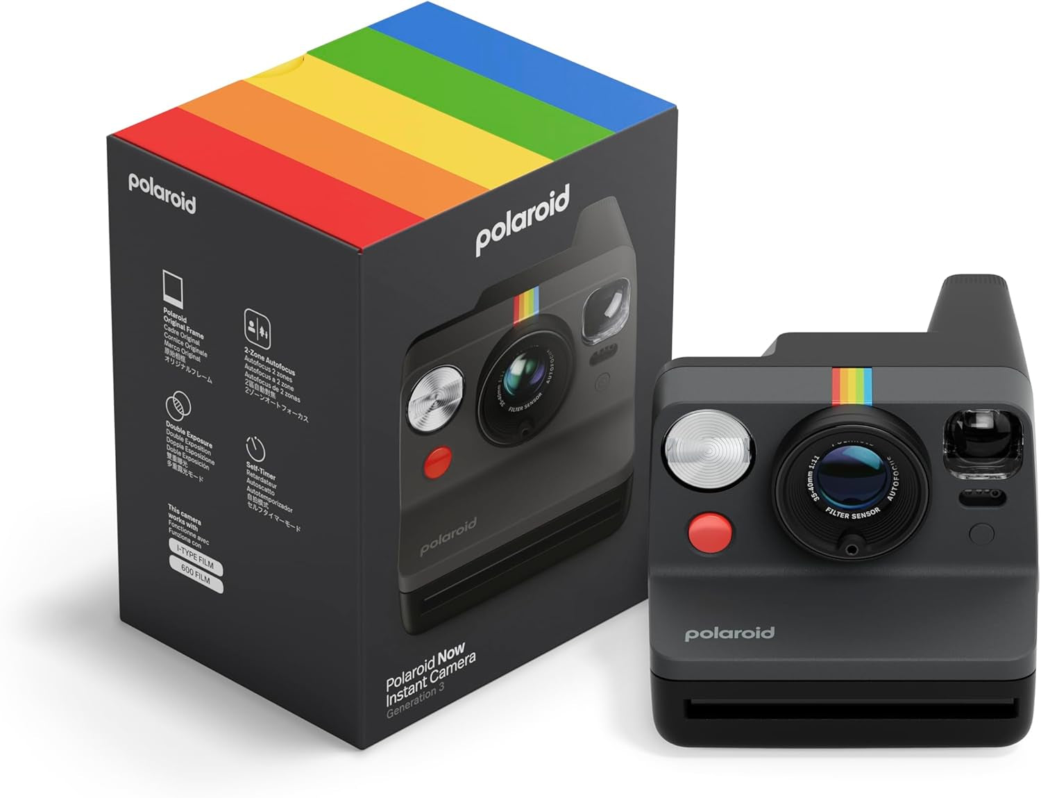 Now 3Rd Generation I-Type Instant Film Camera - Black - Camera Only No Film (9154)
