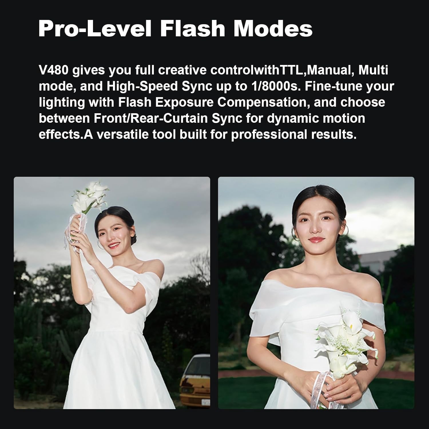 V480 for Sony  TTL Flash - GN50 HSS 1/8000S/650 Flashes/1.7S Recycle/Built-In Modeling Light/Li-Ion Battery/Touchscreen/2.4G Wireless Flash/Ttl Camera Speedlight for Sony
