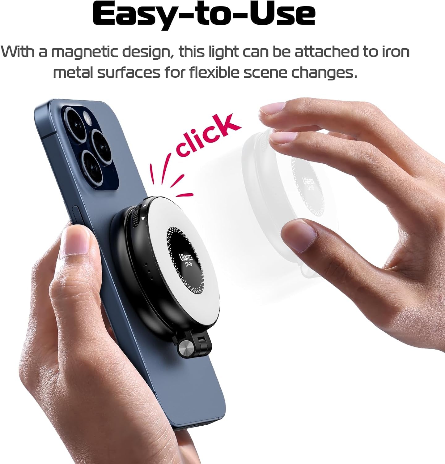 Magnetic Selfie Light, LED Fill Light Compatible with Magsafe, LED Selfie Ring Light Included Sticky Ring for Phones, for Selfies/Photography/Tiktok/Zoom Calls/Video Conference Color Black