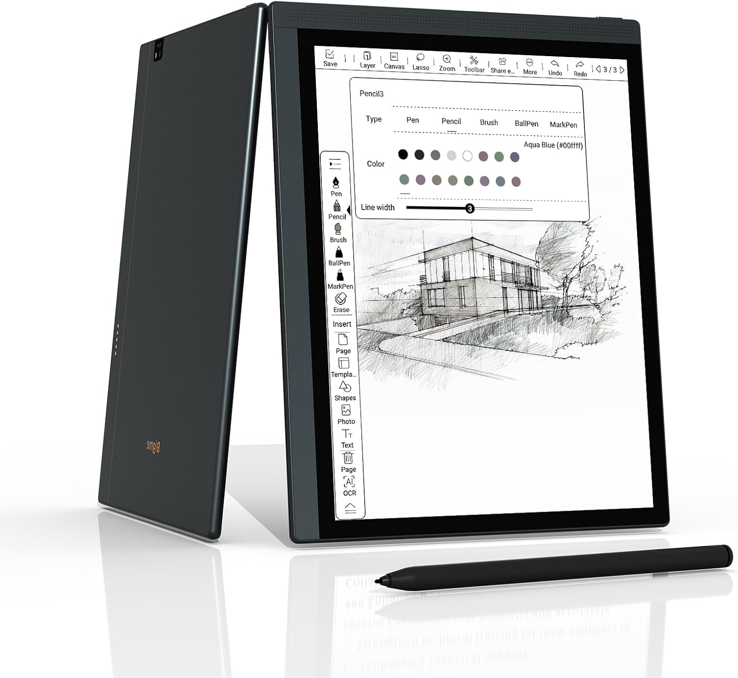 10.3" Color E-Ink Read-Write Tablet, Epaper Note Taking Tablet at 5.5Mm Thickness, 8GB RAM+256GB ROM Computer Tablets Touchscreen Display with 5MP Camera and Digital Stylus