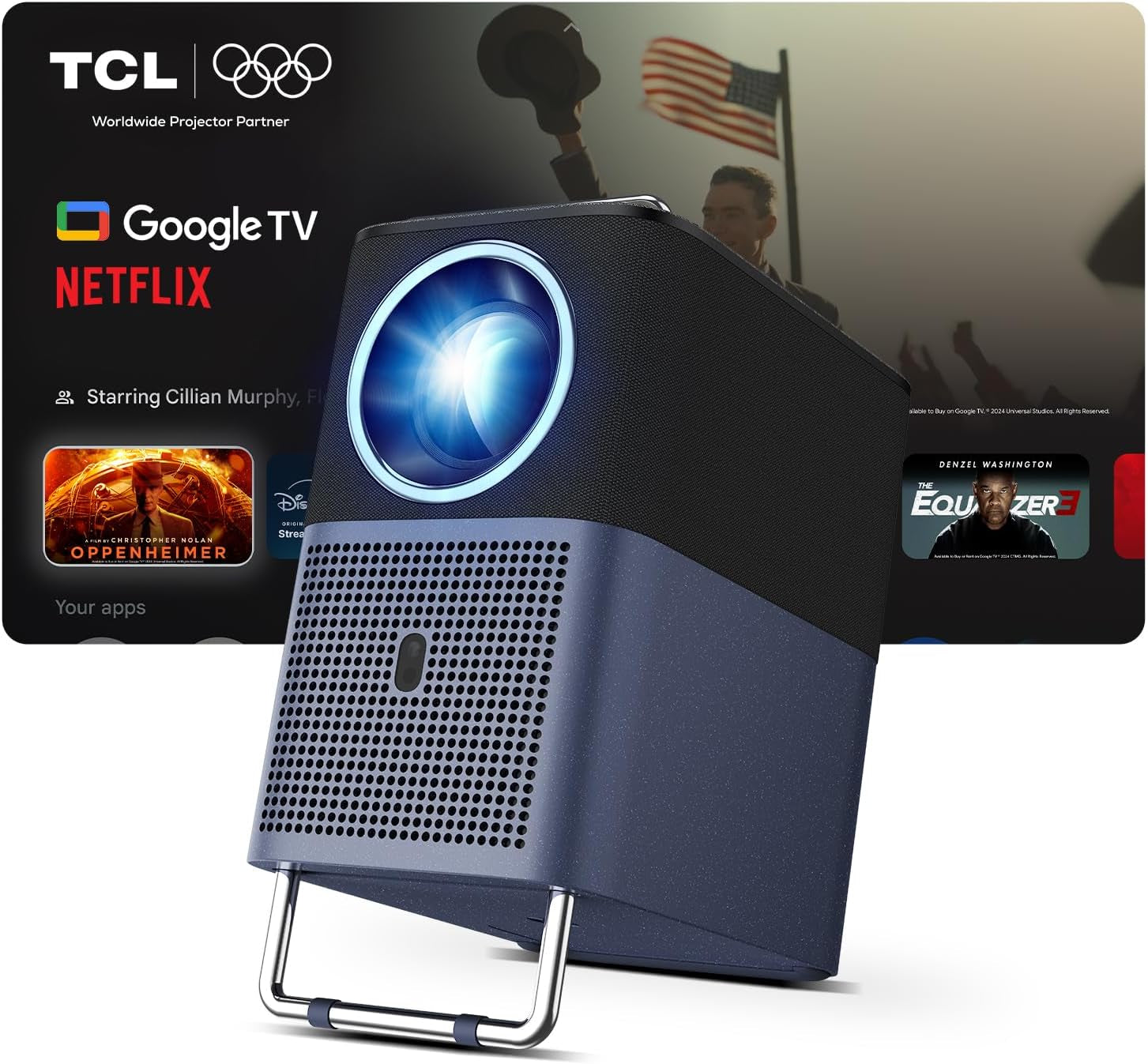A1 GTV Projector with Official Netflix Licensed, 1080P Portable Outdoor Movie Projector, 360 ISO Lumens, 4K Supported Bluetooth Wifi Projector, 120" Screen, Auto Focus, Dolby Digital, 16W Speaker
