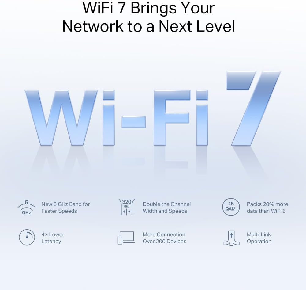 Wifi 7 Mesh Be9300Mbps Tri-Band Halo H47BE(2 Pack), Coverage up to 550 M², Connect up to 200 Devices, 3 Ports 2.5G, 320Mhz Channels, Easy App Control