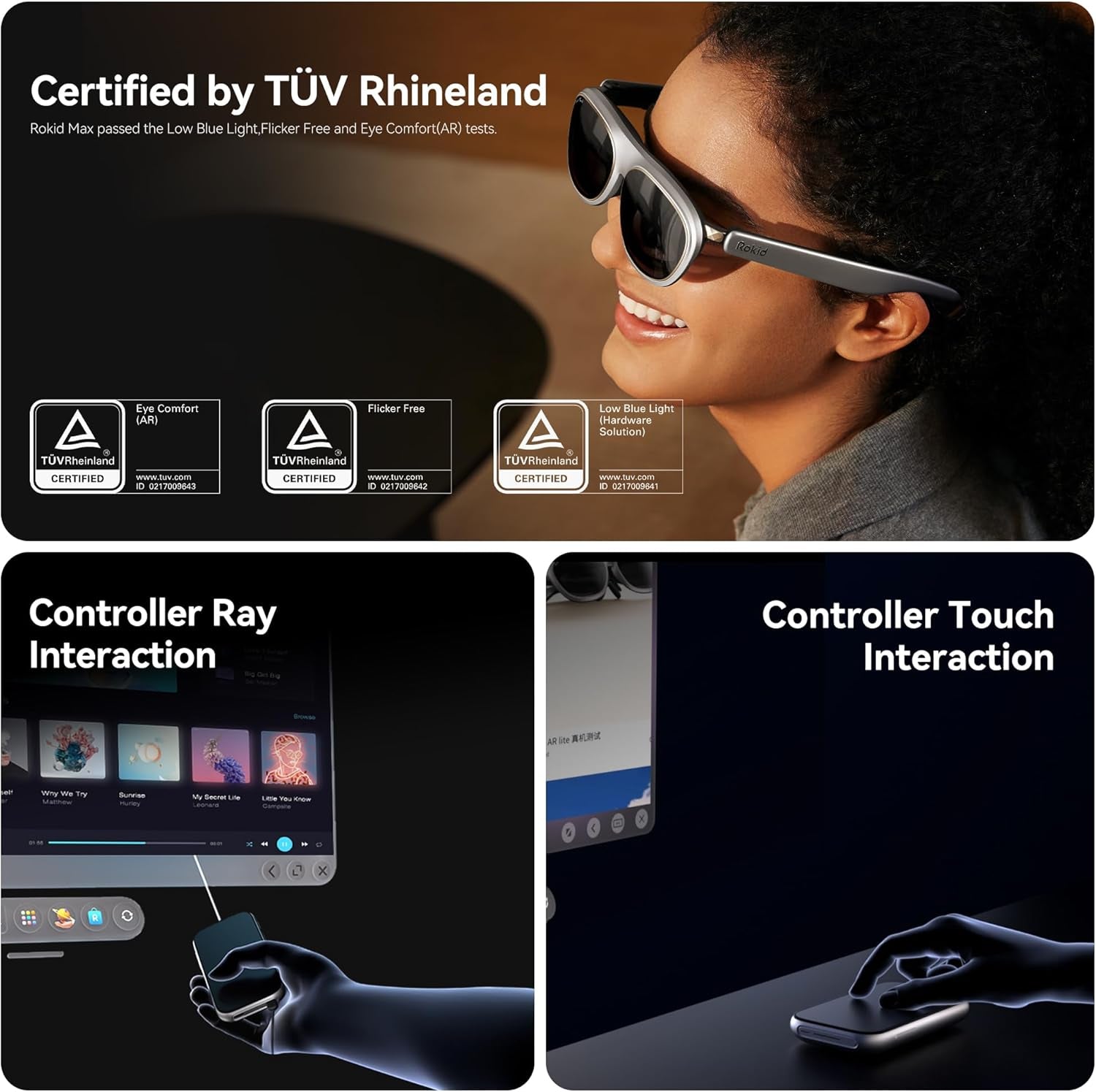 AR Spatial Video Glasses with 3-Screen Display, Max2 Black AR Glasses & Station2 Spatial Computer with 360" Micro-Oled, 120Hz OLED, 600 Nits, Multi-Tasking for Gaming