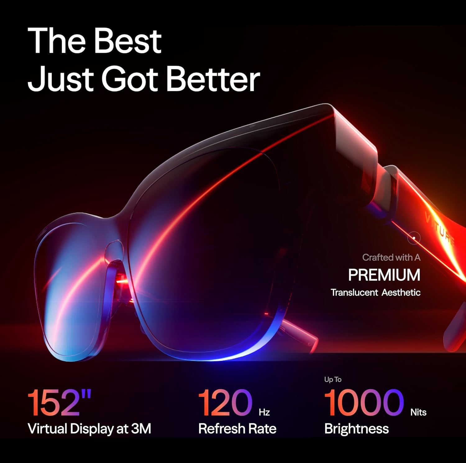 Luma Pro XR Glasses — 152” 1200P Ultra Sharp Display, 1000 Nits, 52° FOV, Dimming Adjustments, AR Glass for Iphone 17/16/15, Android, Mac, PC, Steam Deck, First-Ever XR Experience for Switch 2
