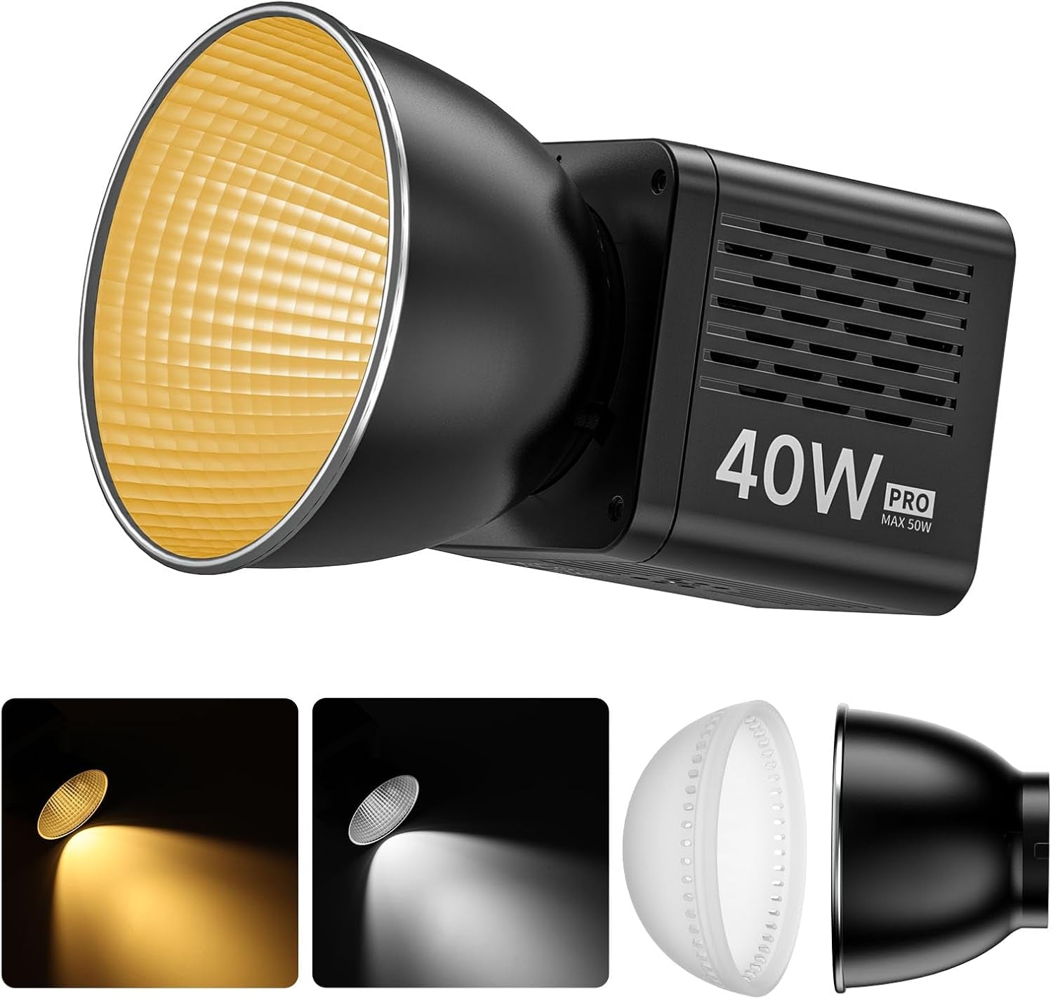 L023 40W Pro LED Video Light W Built-In 3400Mah Battery & PD Fast Charging, Portable Overlock 50W Cob Light, Handheld Bicolor 2500K-6000K Continuous Output Lighting with 8 Scenes for Video