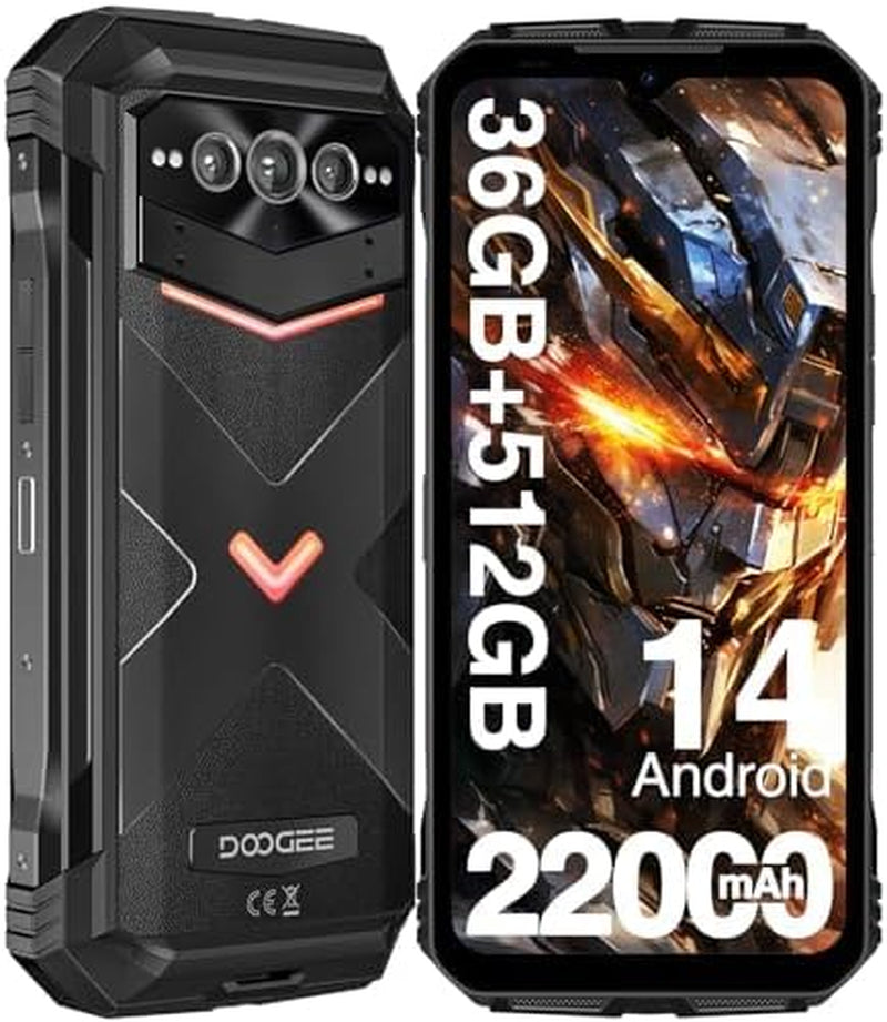 V MAX Plus(2024) 5G Rugged Smartphone,22000Mah 36GB+512GB,200MP+32MP+20MP Night Vision Rugged Cell Phone,Android 14 Rugged Phone,6.58" Fhd+120Hz IPS Screen,Ip68/Ip69K Waterproof Phone,Nfc/Otg