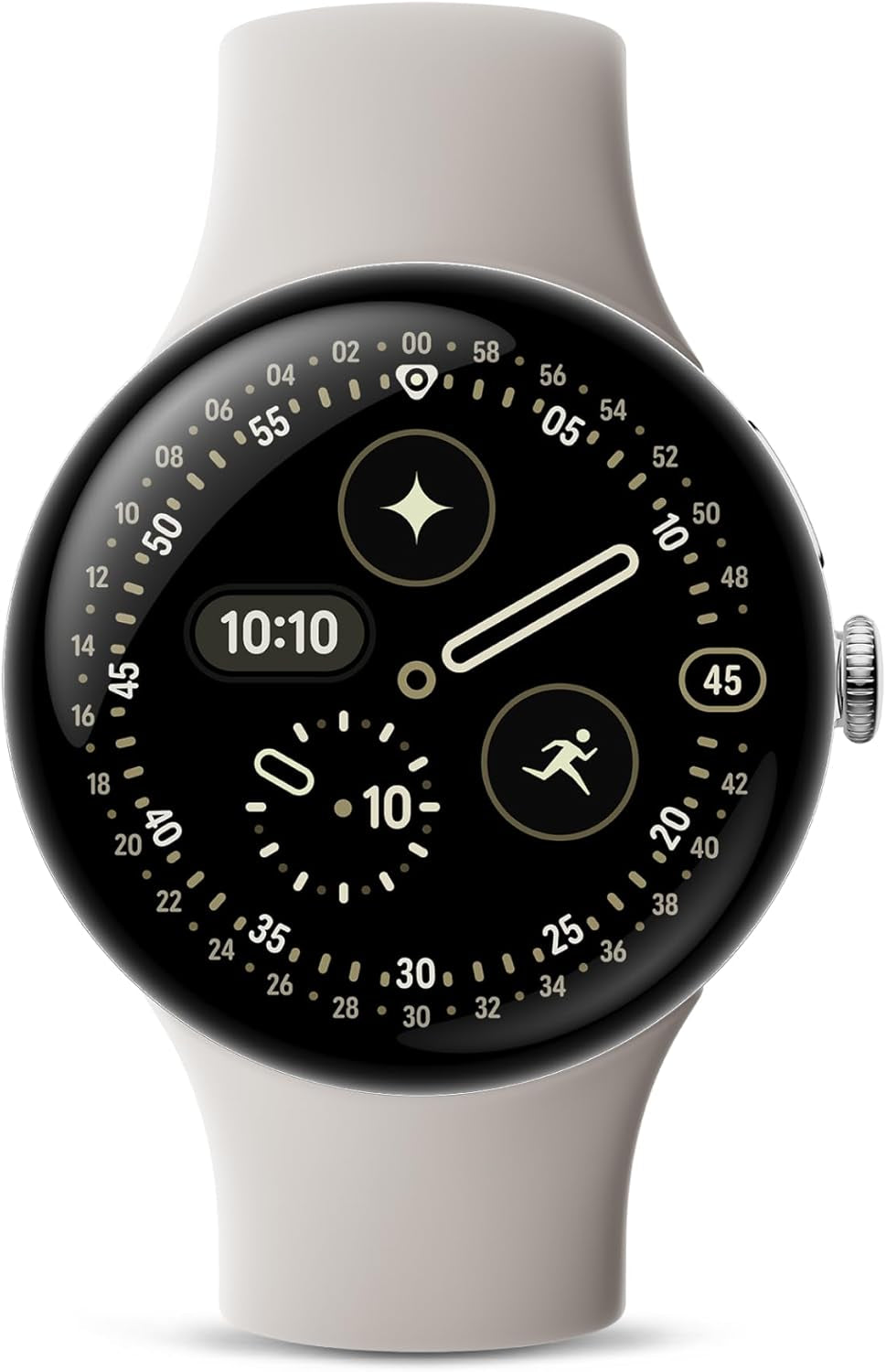 Pixel Watch 4 (45Mm) - Android Smartwatch with Heart Rate and Sleep Tracking - 40-Hour Battery - Fitness Tracking -  AI - Satin Moonstone Aluminum Case - Moonstone Active Band - Wi-Fi
