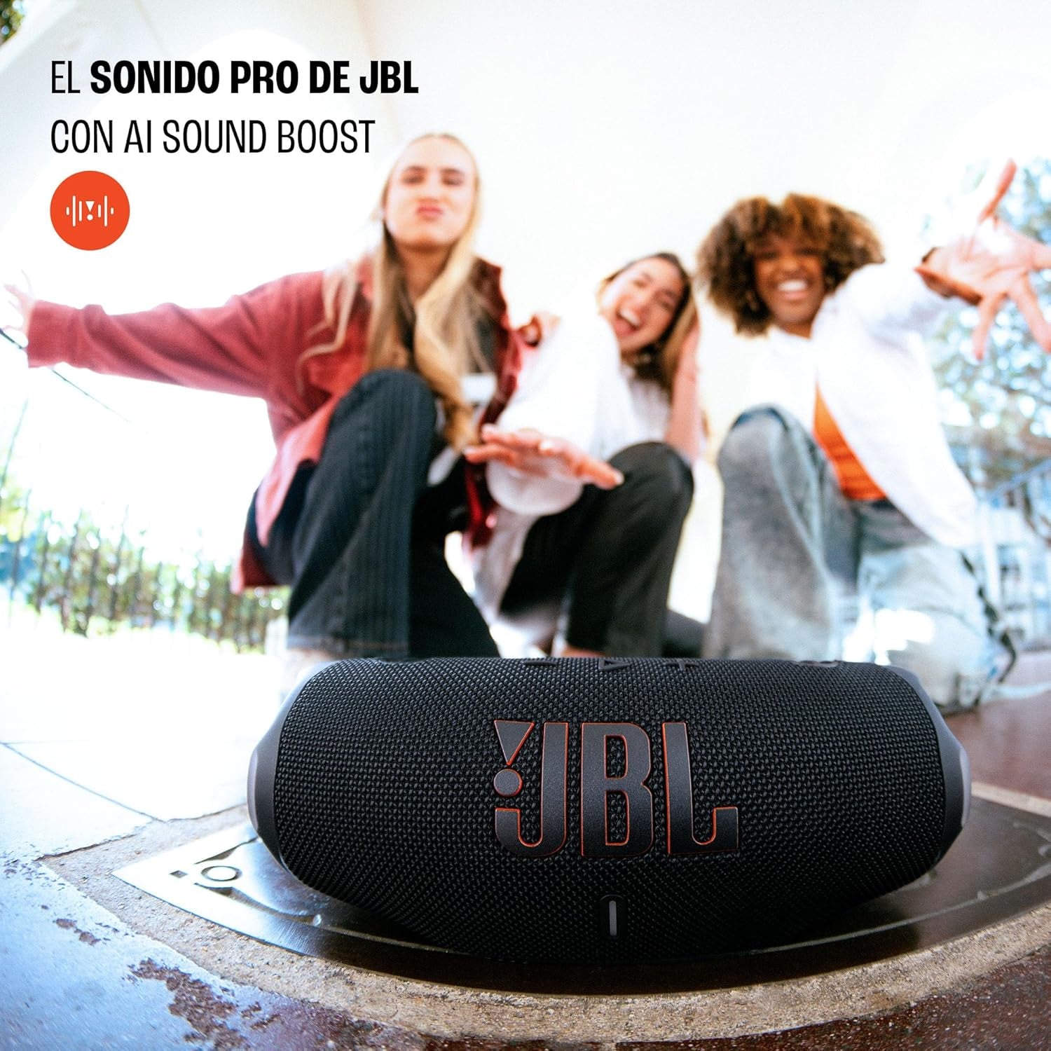 Charge 6 - Portable Waterproof & Drop-Proof Bluetooth Speaker, Bold  Pro Sound with AI Sound Boost, 28Hrs of Playtime, Built-In Powerbank & Comes with a Sturdy/Removable Carrying Strap (Black)