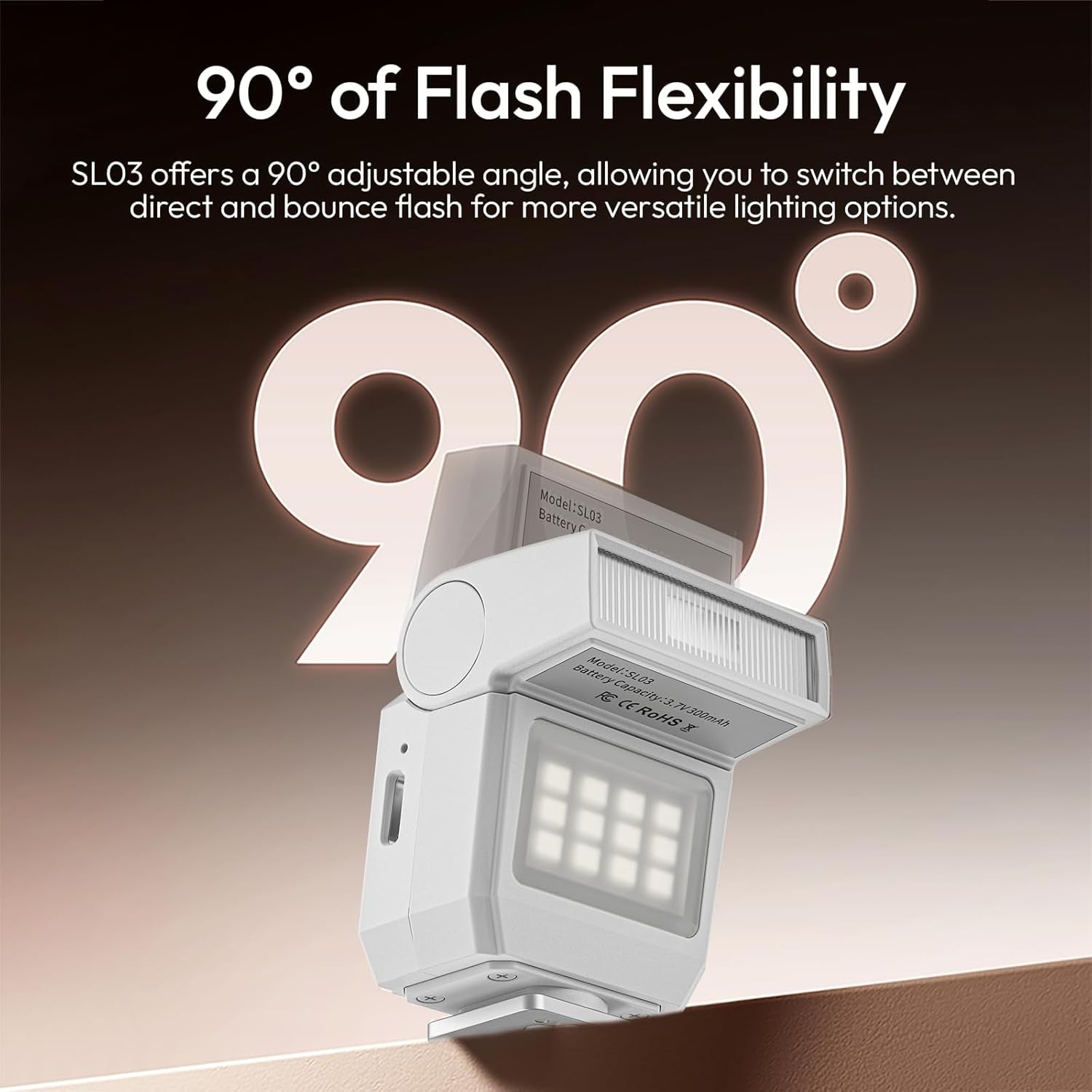 SL03 Camera Mini Flash Speedlite with Video Light for Beginners Basic, GN8 6500K Flash 90° Adjust Angle Speedlite Compatible with Sony DSLR Cameras, Universal Single Contact Hot Shoe Mount