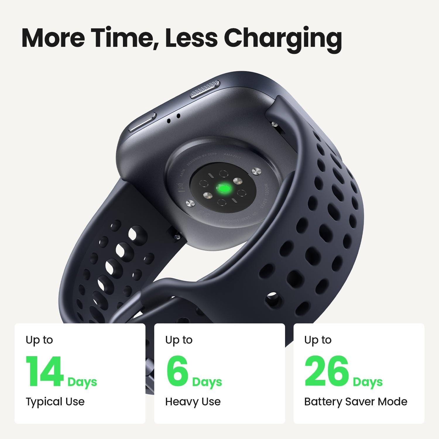 Bip 6 Smart Watch 46Mm, 14 Day Battery, 1.97" AMOLED Display, GPS & Free Maps, AI, Bluetooth Call & Text, Health, Fitness & Sleep Tracker, 140+ Workout Modes, 5 ATM Water-Resistance, Black