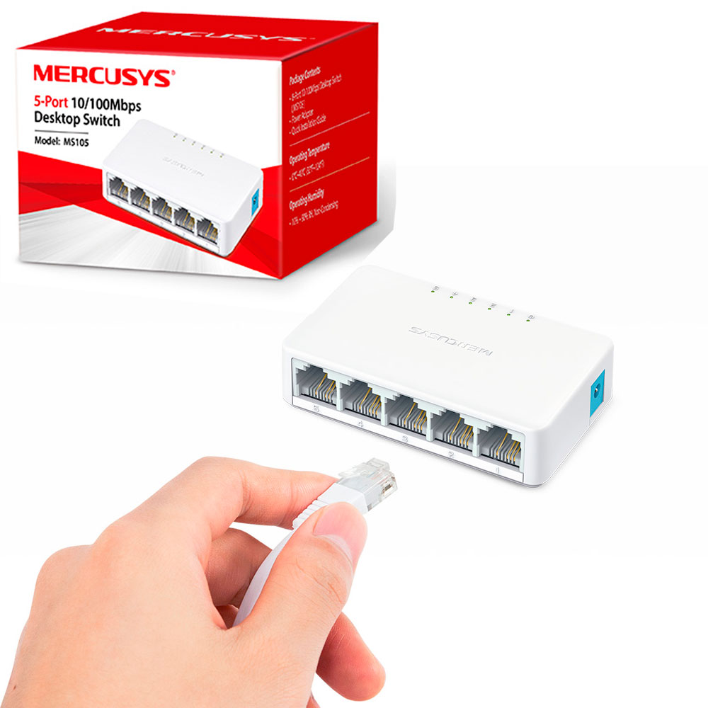 Switch Mercusys MS105 | 5 Puertos 10/100Mbps | Mini Desktop
