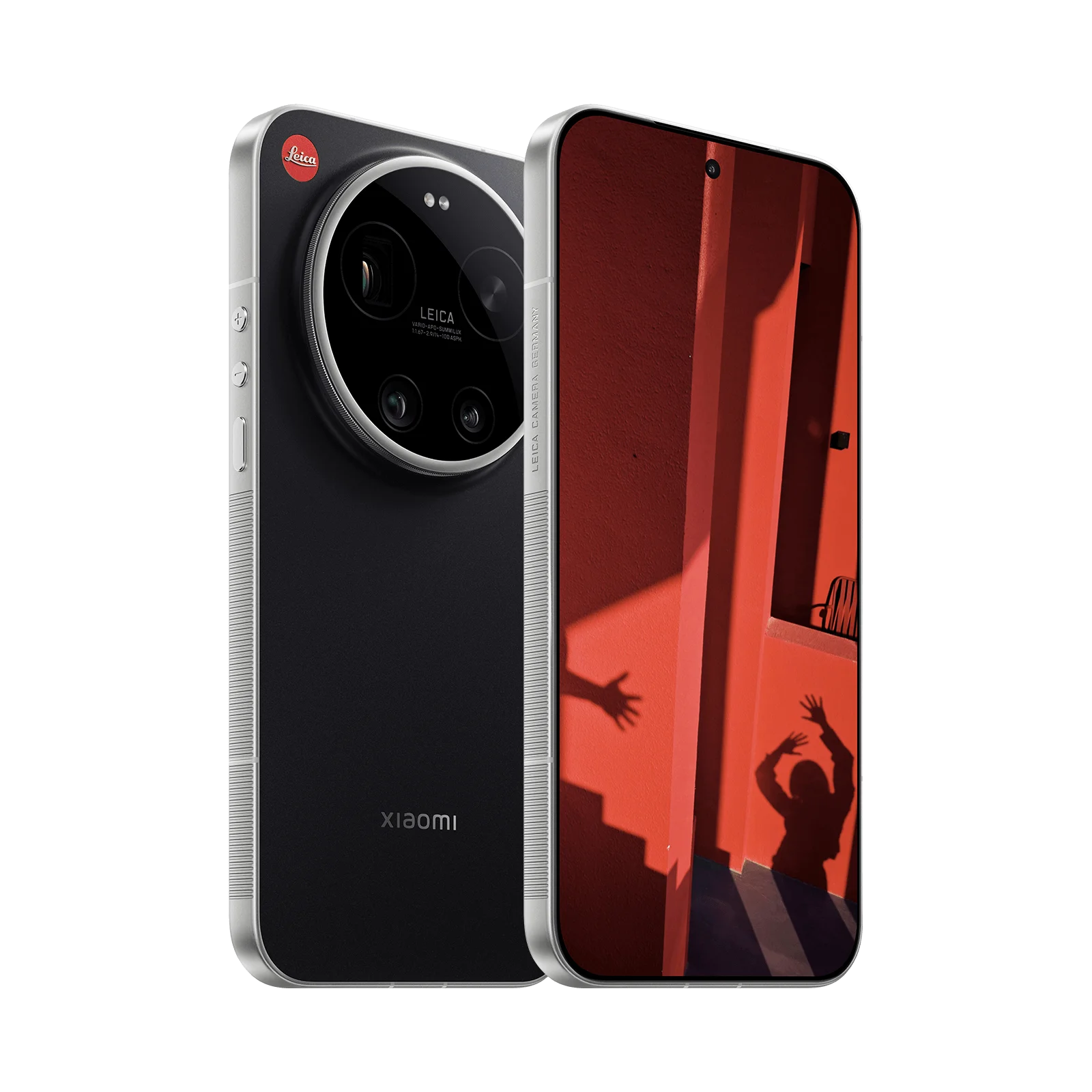 Smartphone Xiaomi 17 Ultra negro, vistas trasera y frontal en ángulo