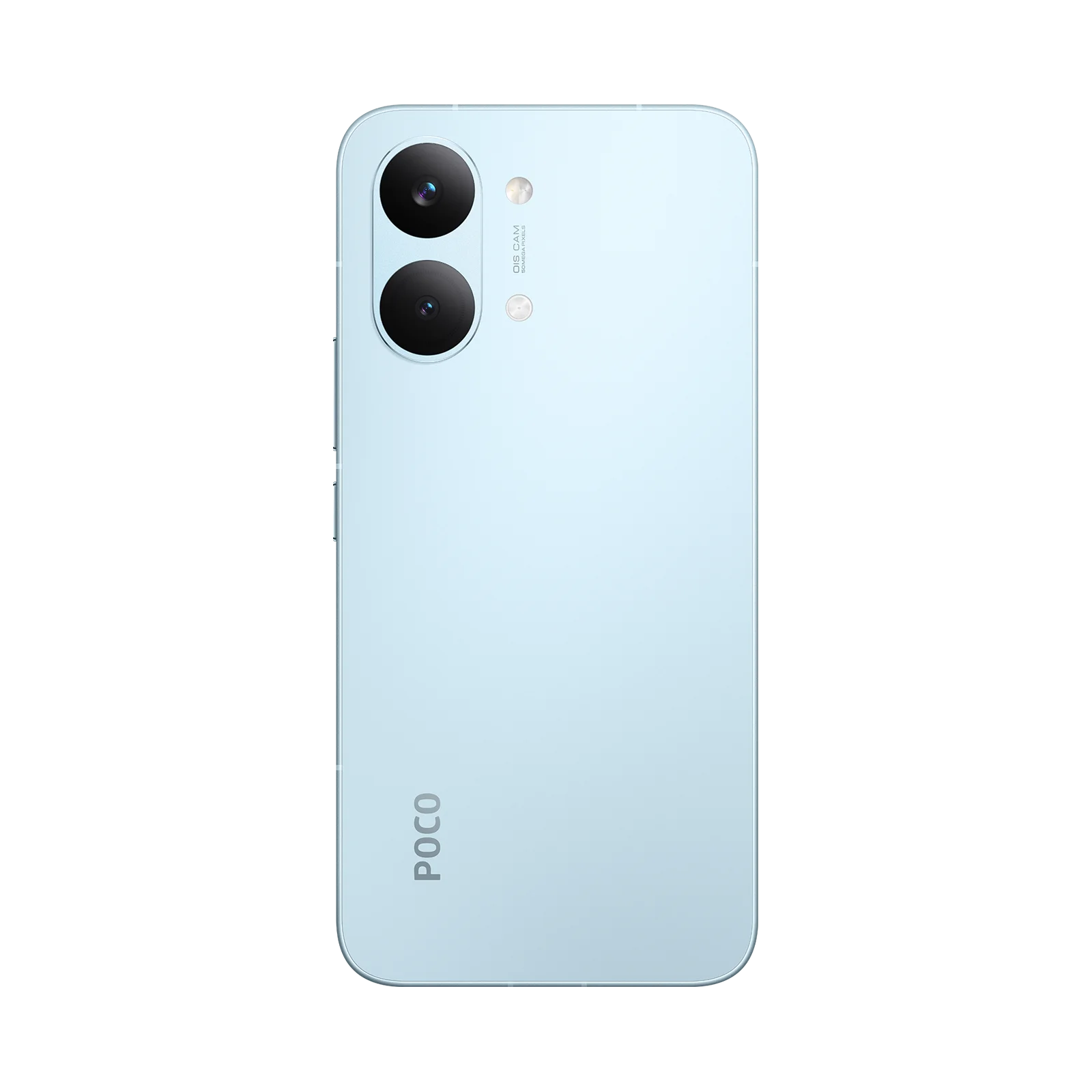 Xiaomi POCO X8 Pro Max celeste: vista trasera y cámara dual.