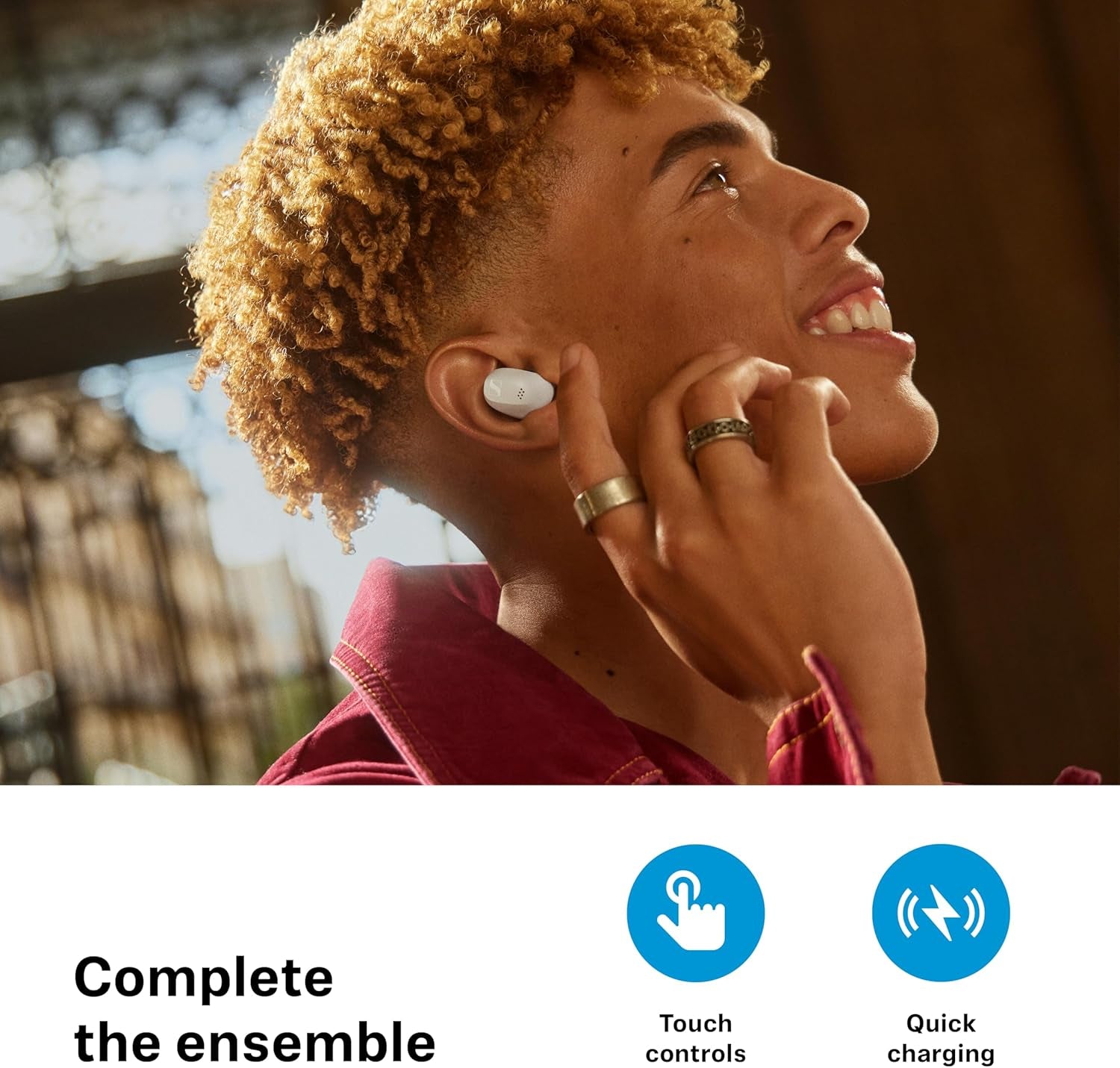 Sennheiser ACCENTUM True Wireless Auriculares - Sonido Nítido Con ANC Híbrida, Diseño Ergonómico, 28 Horas De Duración De Batería, Interfaz Táctil Y Calidad De Llamada Con Doble Micrófono - Negro