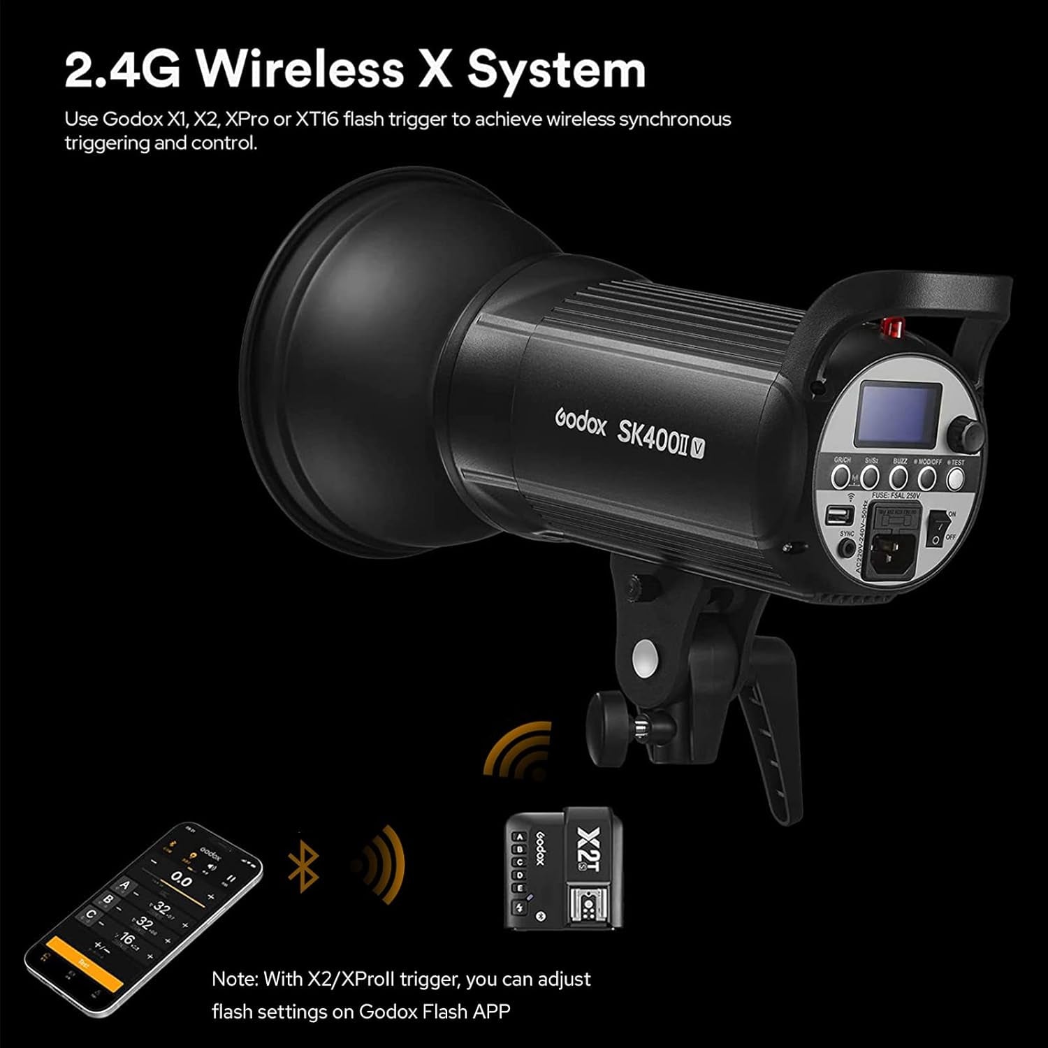 SK400II-V SK400IIV 400W Studio Strobe Flash - Bowens Mount LED Modeling Lamp for Studio,Commerce Phototgraphy(Sk400Ii Upgraded Version)