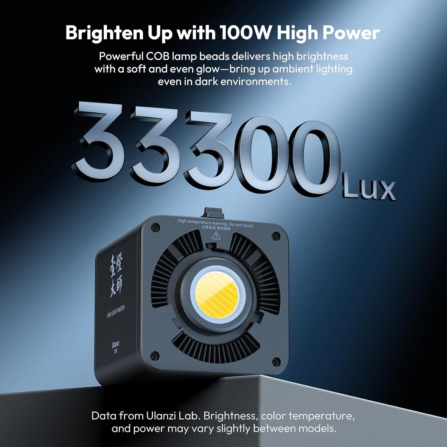 100W Bi-Color Portable LED Video Light W DC Power Adapter, 111Wh Build-In Battery Metal Mini Adjustable Color Temperature COB Continuous Output Lighting Handheld Spotlight 2700K-6500K for Video